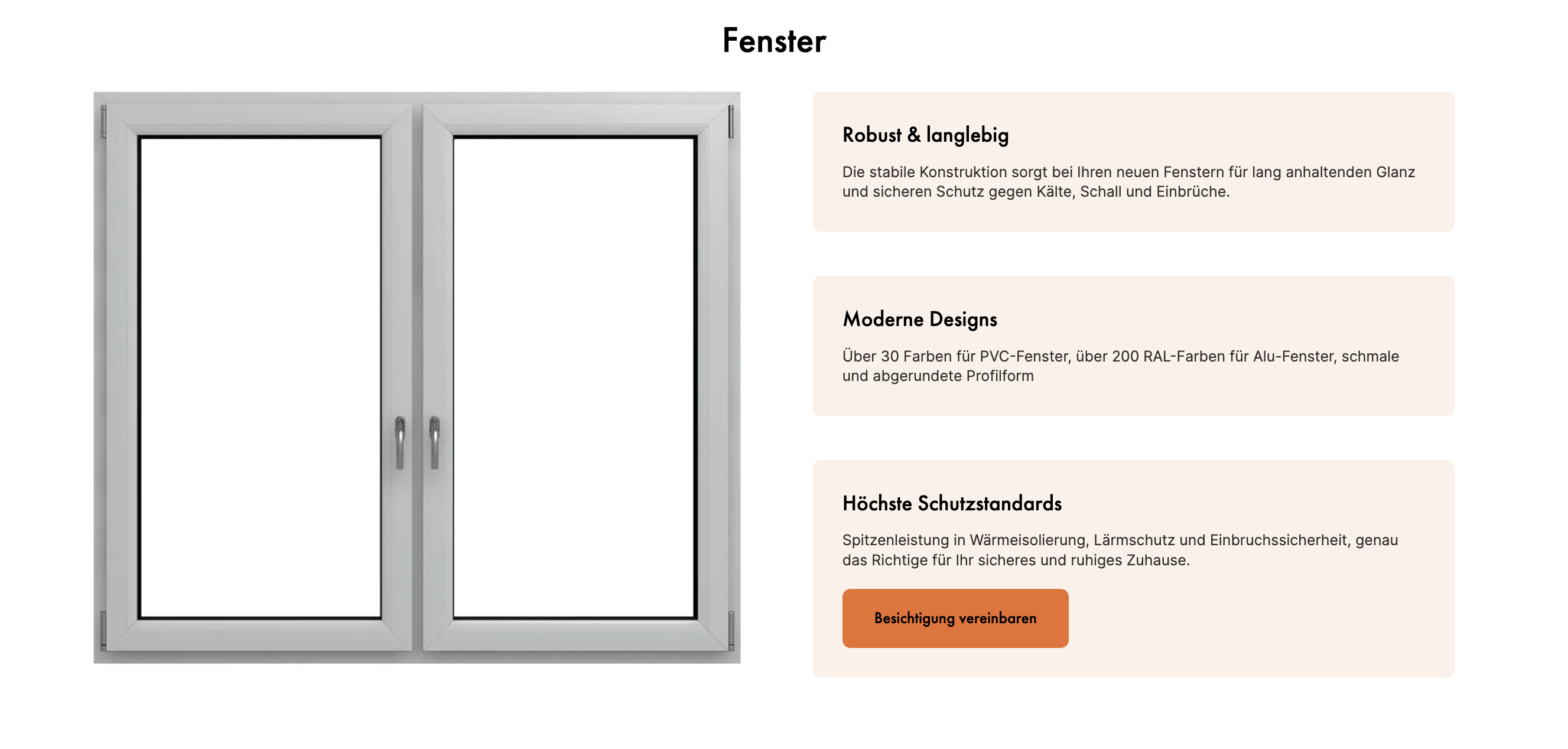 Ausschnitt 3 von 4 der Website von Fenster Kraft, Freiburg im Breisgau