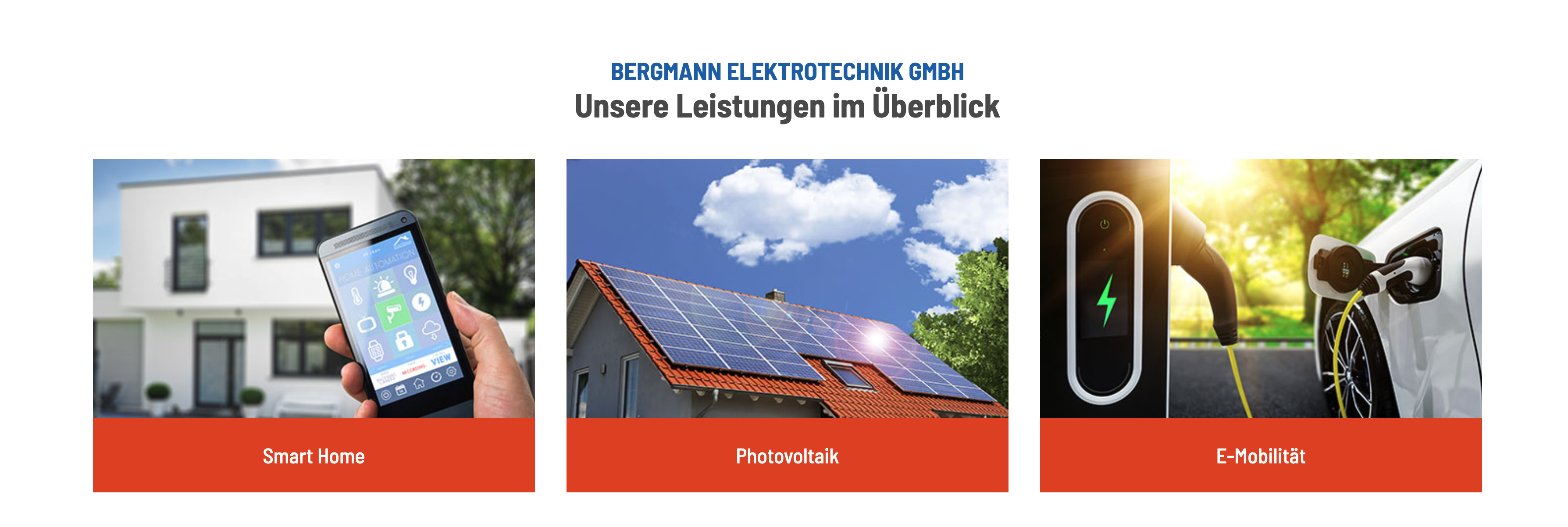 Ausschnitt 2 von 4 der Website von Bergmann Elektrotechnik GmbH, Stuttgart