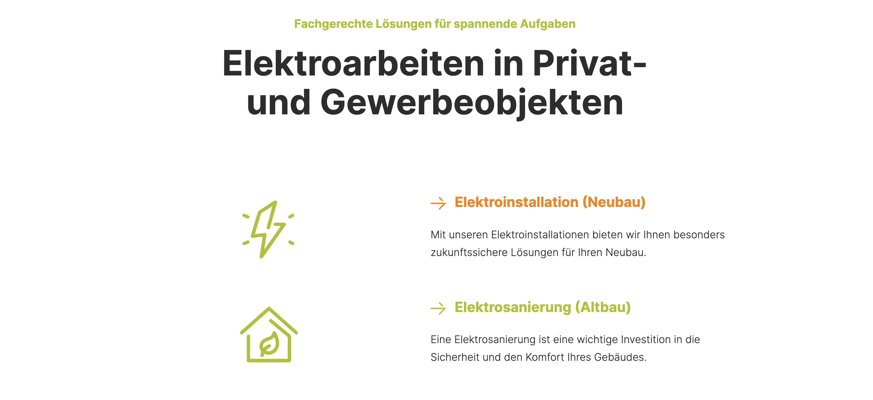 Ausschnitt 2 von 4 der Website von Kraft Elektrotechnik, Landkreis Ludwigsburg