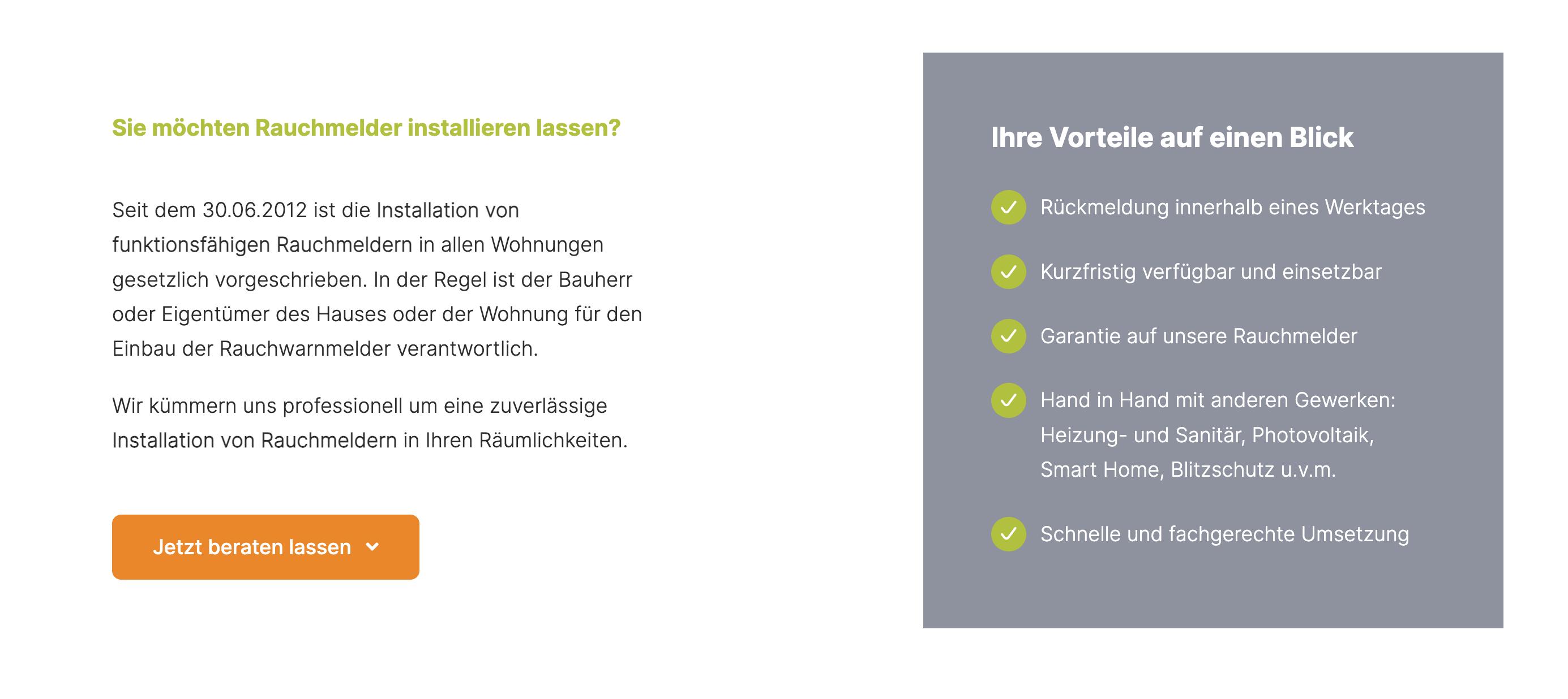 Ausschnitt 4 von 4 der Website von Kraft Elektrotechnik, Landkreis Ludwigsburg