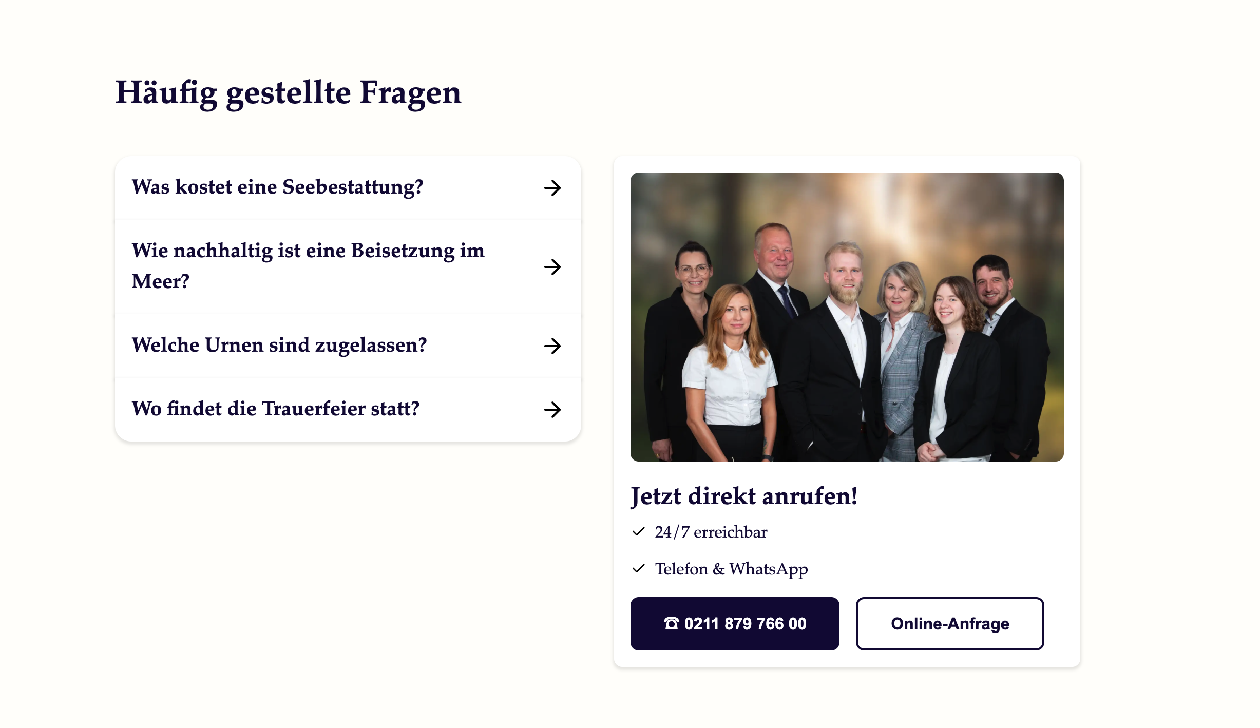 Ausschnitt 4 von 4 der Website von Natur-Ruhe.de, Düsseldorf