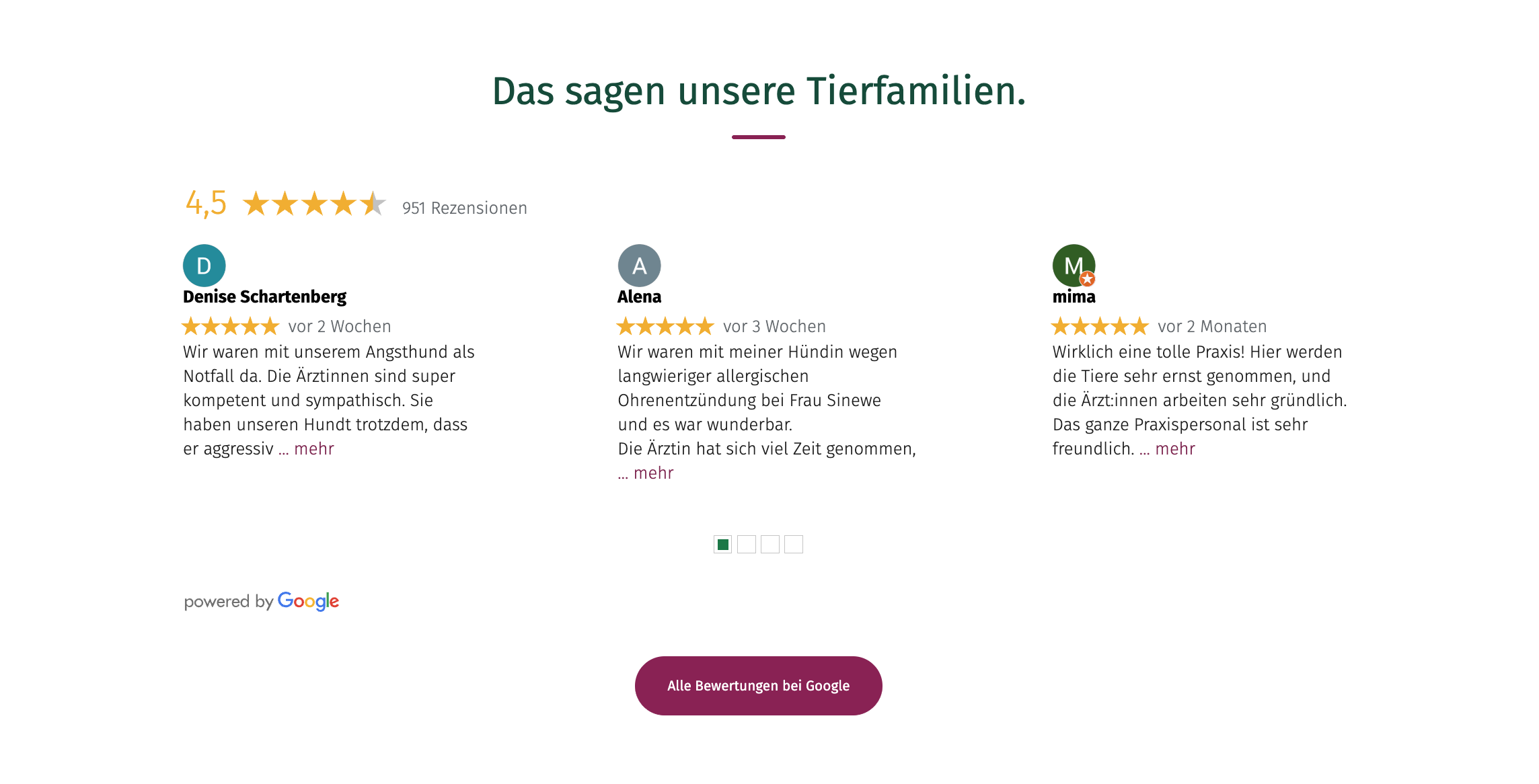 Ausschnitt 2 von 4 der Website von Tierarzt Plus Berlin Services GmbH, Berlin