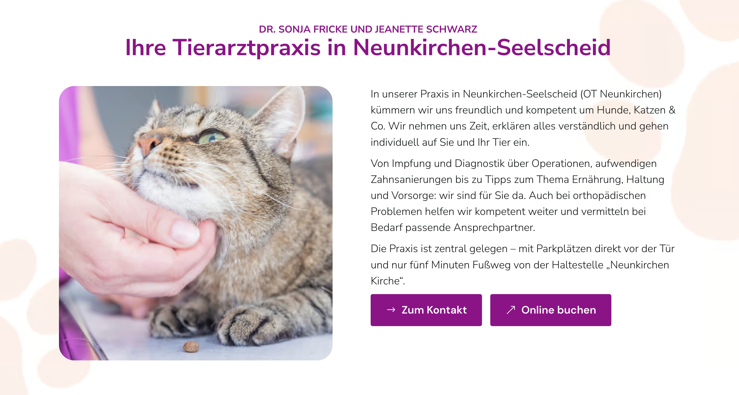 Ausschnitt 4 von 4 der Website von Tierärztliche Gemeinschaftspraxis Dr. Sonja Fricke & Jeanette Schwarz GbR, Rhein-Sieg-Kreis