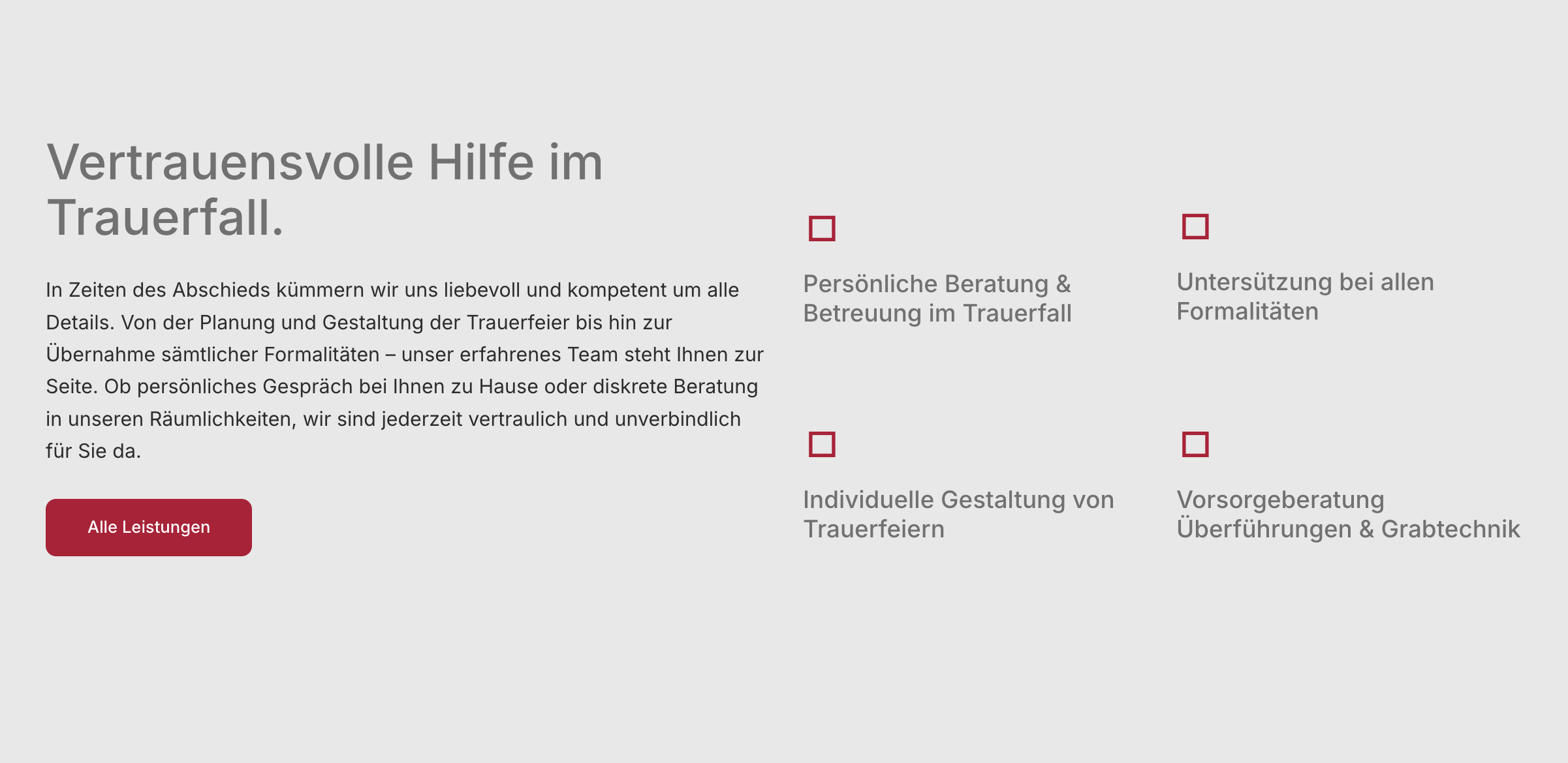 Ausschnitt 2 von 4 der Website von Schäfer & Roth Bestattungen, Rems-Murr-Kreis