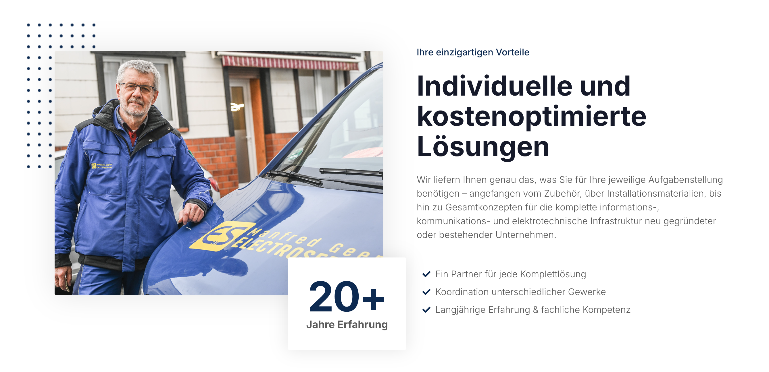 Ausschnitt 1 von 4 der Website von Manfred Geenen ElectroServices, Wiesbaden