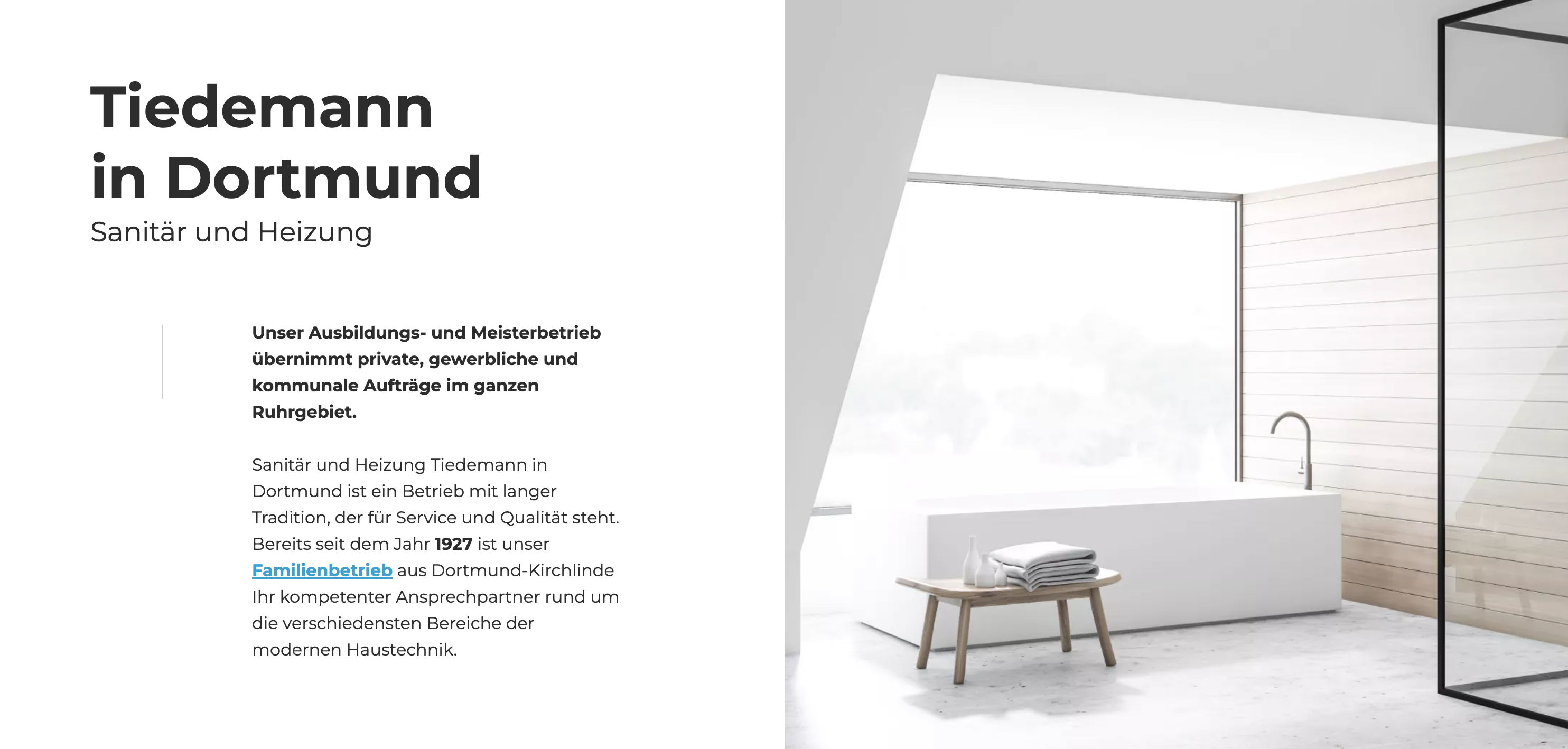 Ausschnitt 1 von 4 der Website von Sanitär Heizung Tiedemann, Dortmund