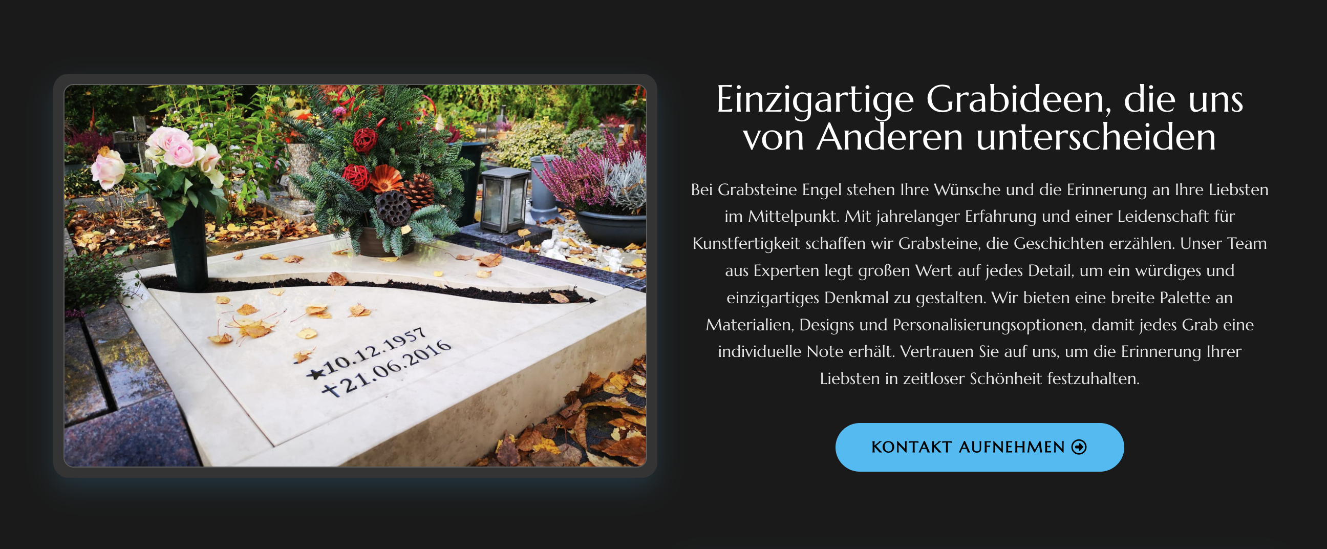 Ausschnitt 4 von 4 der Website von Grabsteine Engel, Wuppertal