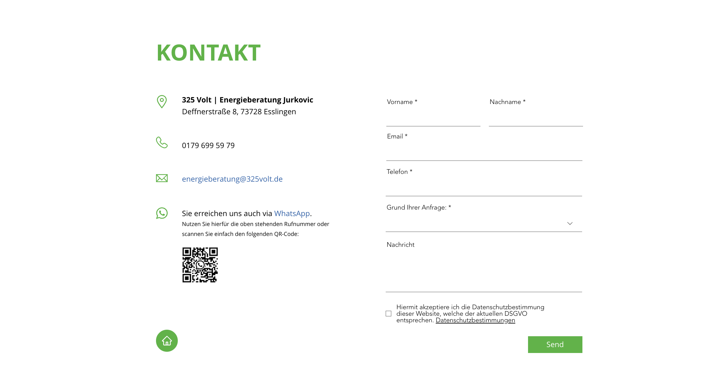 Ausschnitt 3 von 4 der Website von 325 Volt | Ingenieurbüro für Energieberatung, Landkreis Esslingen
