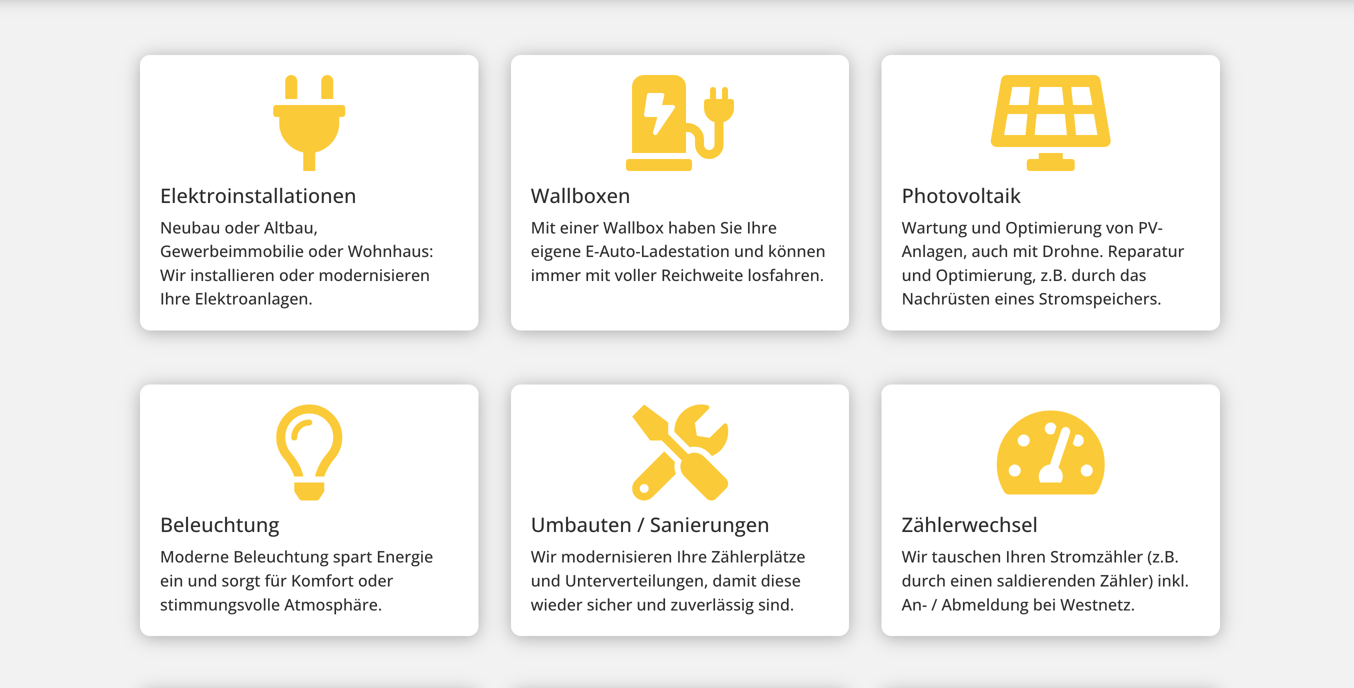 Ausschnitt 1 von 4 der Website von Erft Elektro, Rhein-Erft-Kreis