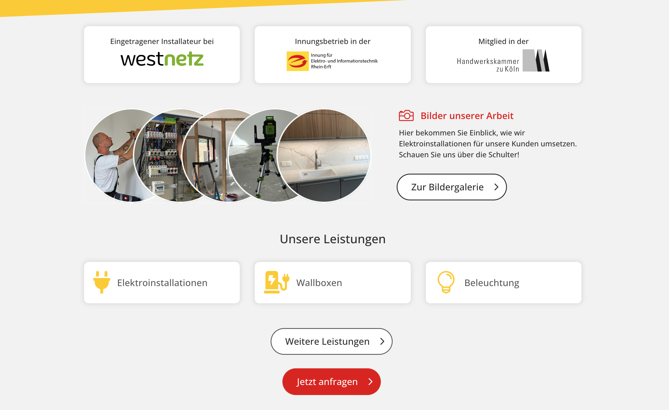 Ausschnitt 4 von 4 der Website von Erft Elektro, Rhein-Erft-Kreis