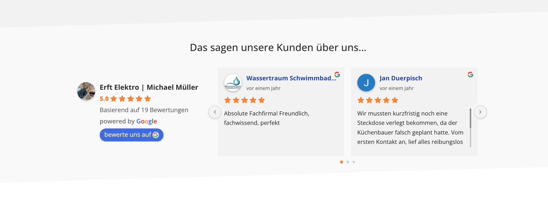 Ausschnitt 2 von 4 der Website von Erft Elektro, Rhein-Erft-Kreis