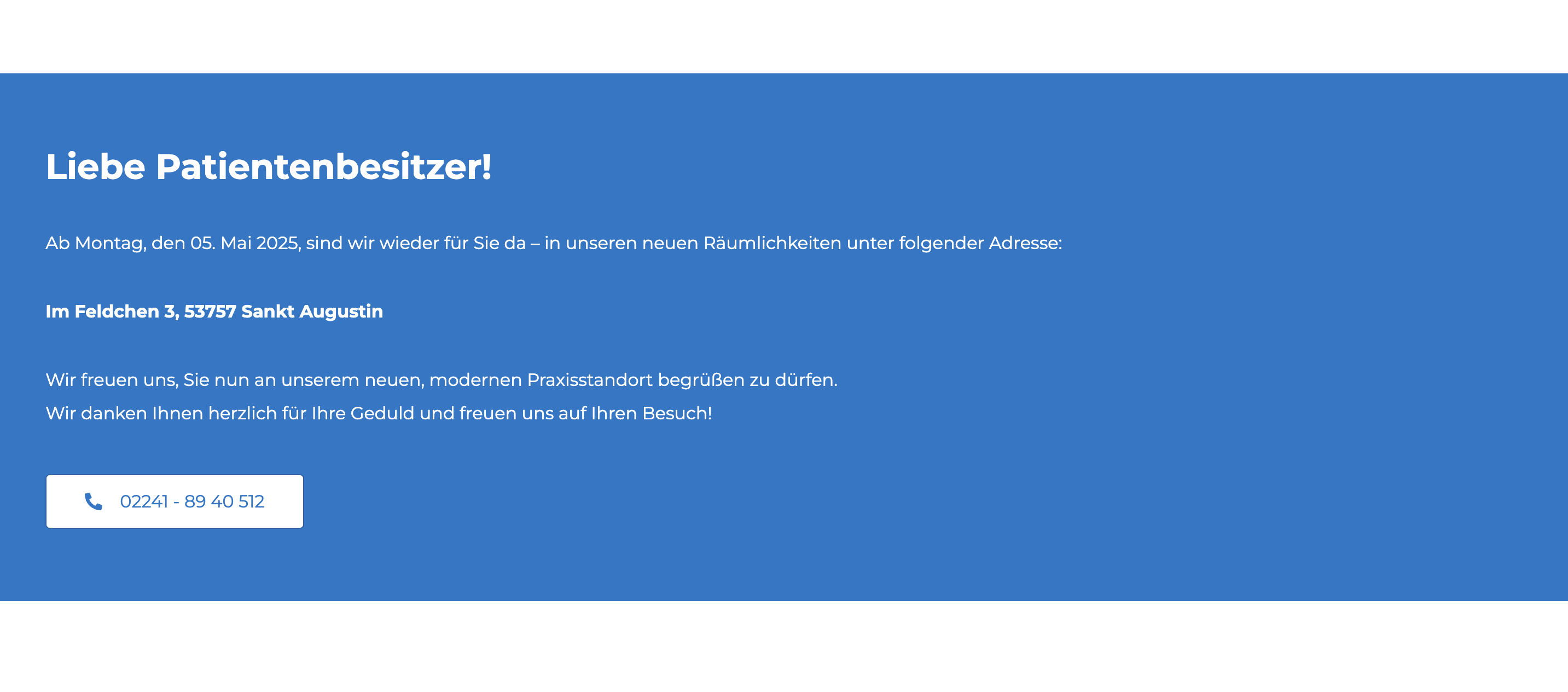 Ausschnitt 3 von 4 der Website von Tierarztpraxis am Wohnpark, Rhein-Sieg-Kreis