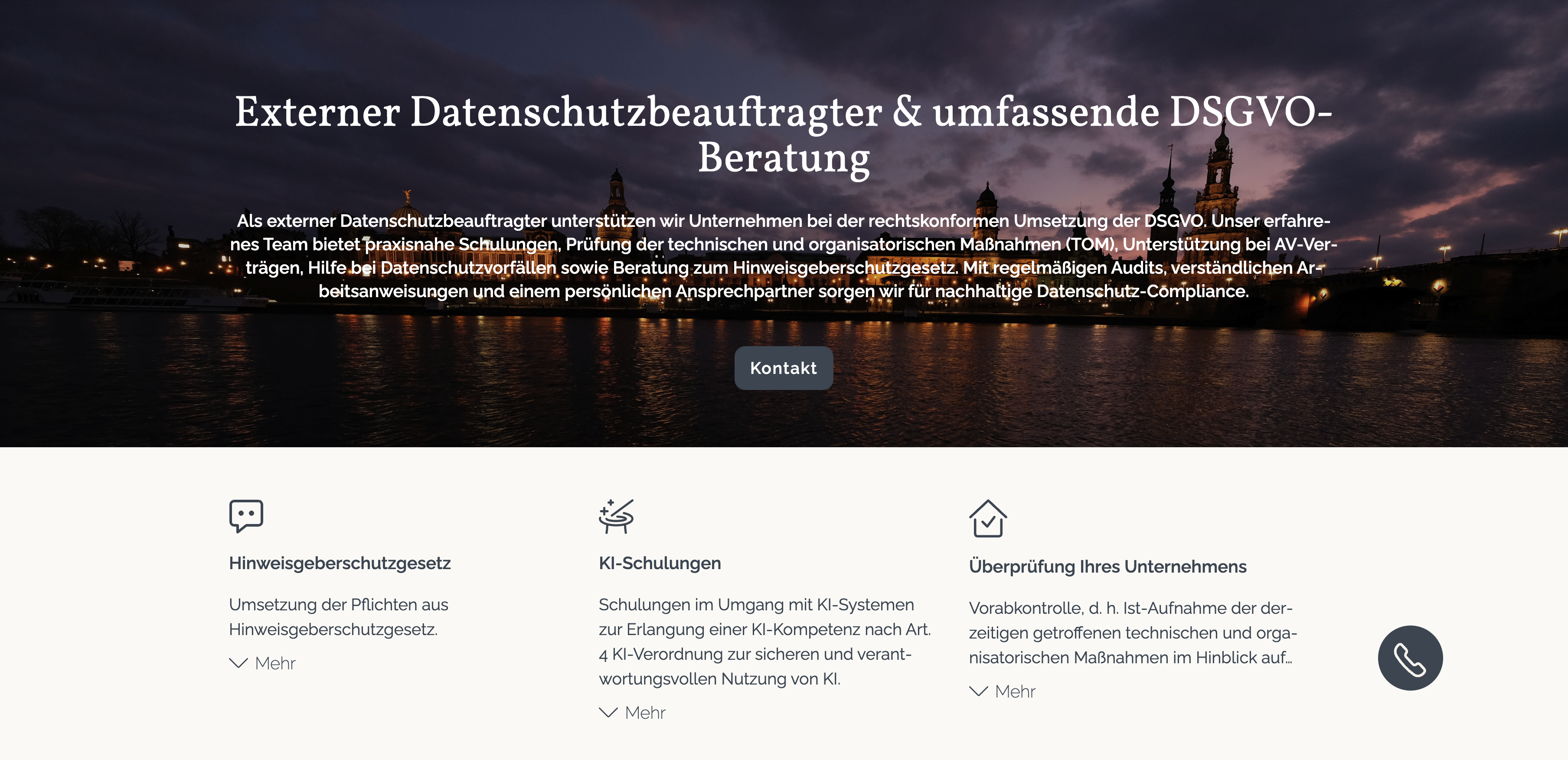 Ausschnitt 1 von 4 der Website von Datenschutz Kramer & Kramer GmbH, Landkreis Meißen