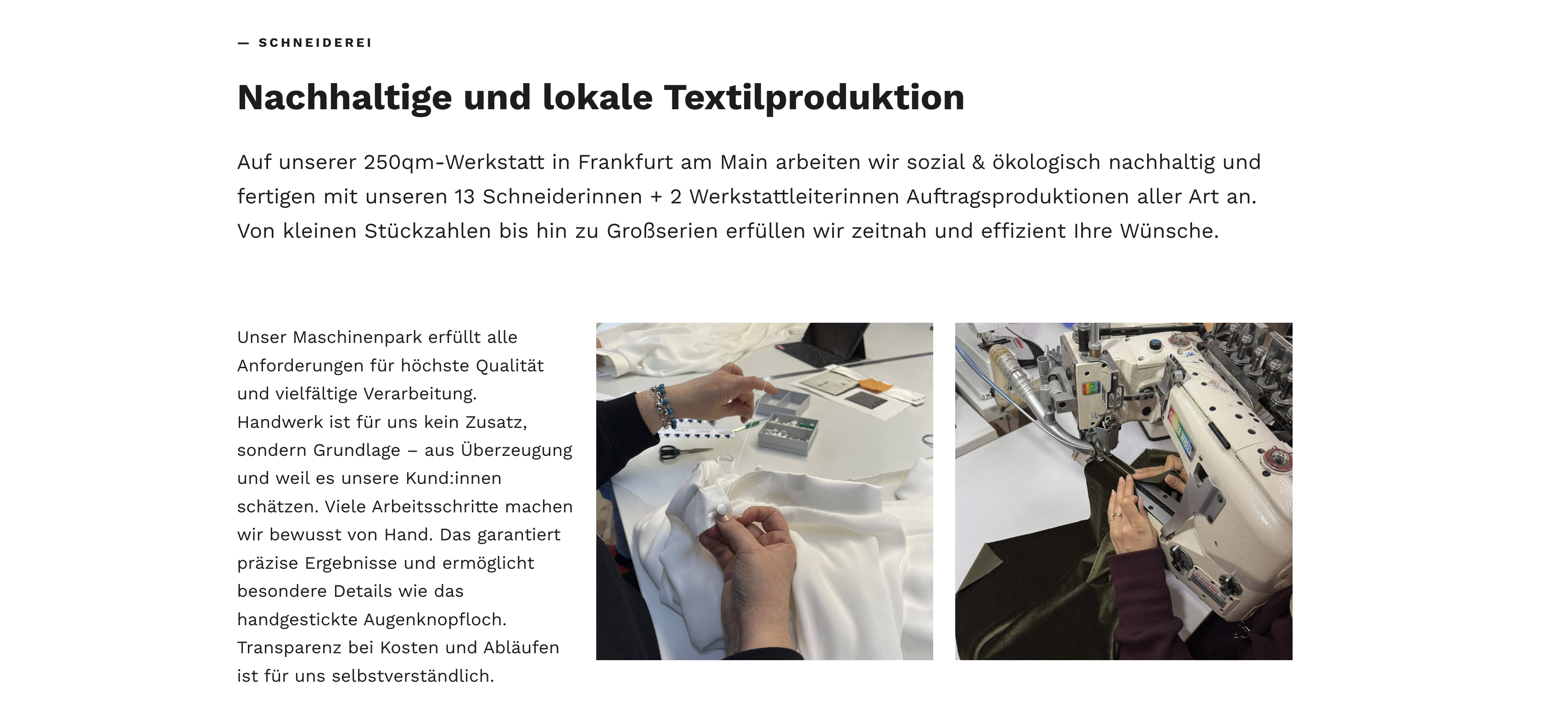 Ausschnitt 2 von 4 der Website von Stitch by Stitch e.V., Frankfurt am Main