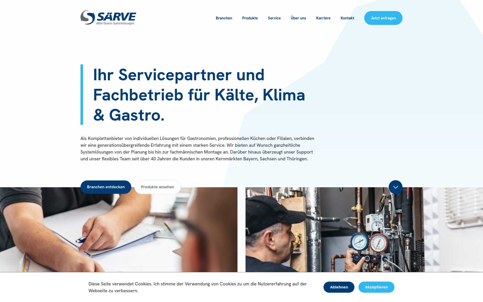 https://www.saerve.de/ Screenshot der Seite