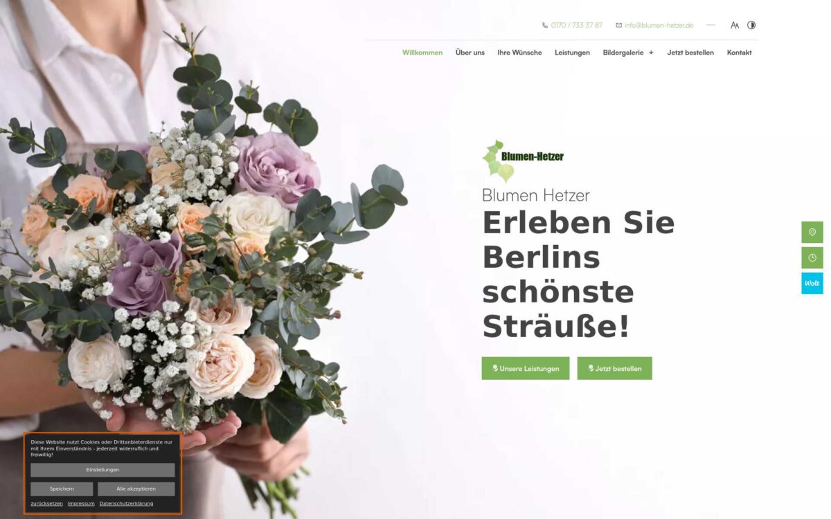 Screenshot der Website