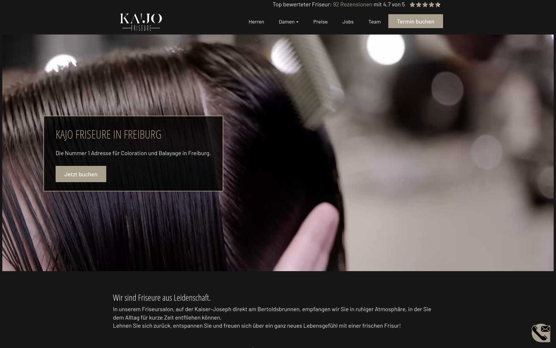 Screenshot der Website