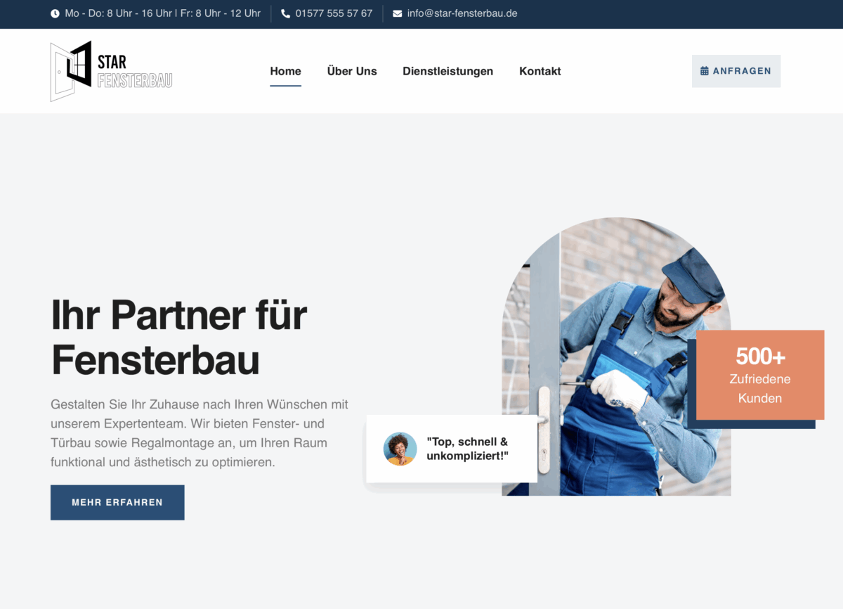 Screenshot der Website