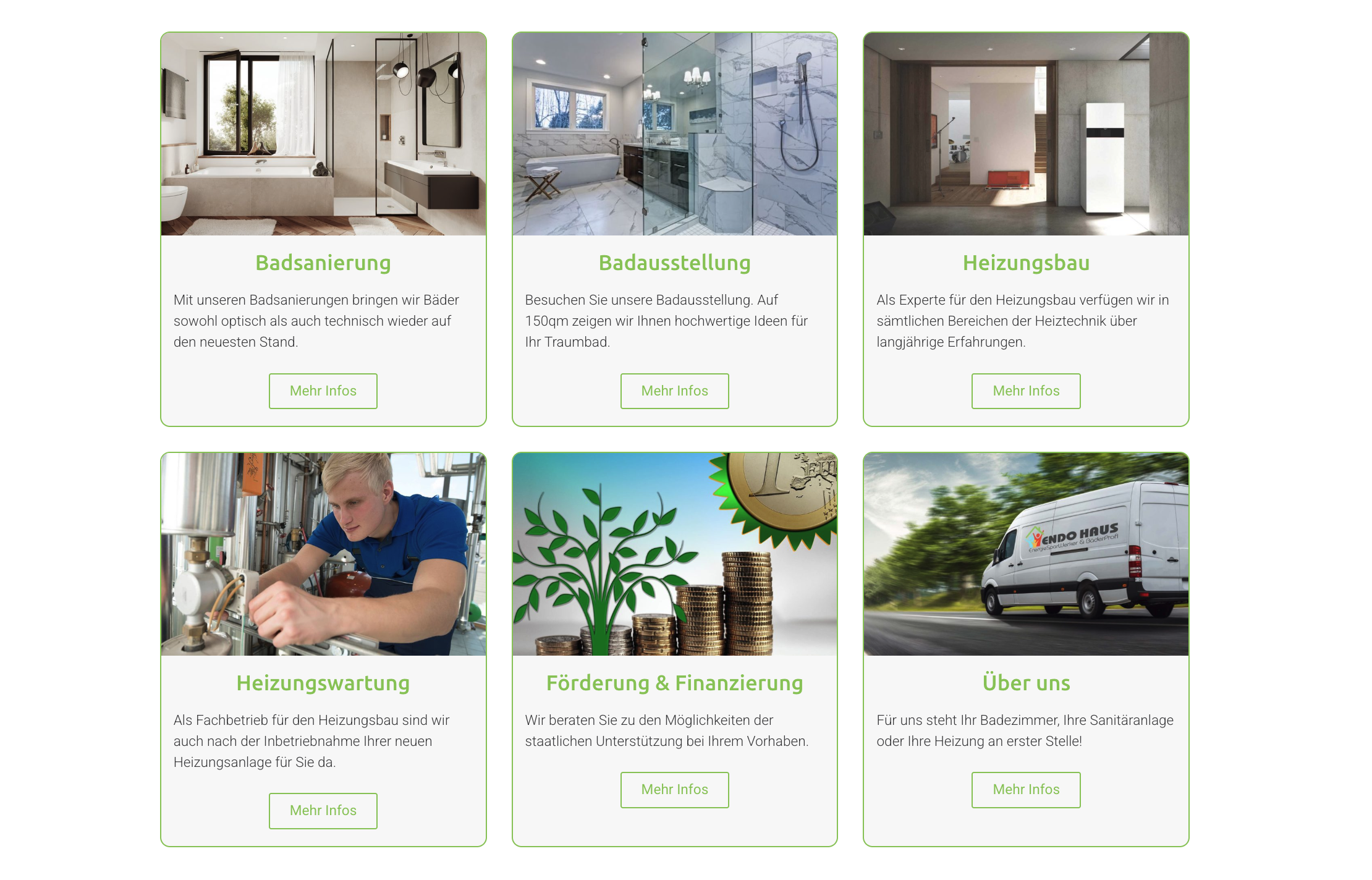 Ausschnitt 4 von 4 der Website von ENDO HAUS Das Bad Die Heizung GmbH, Essen
