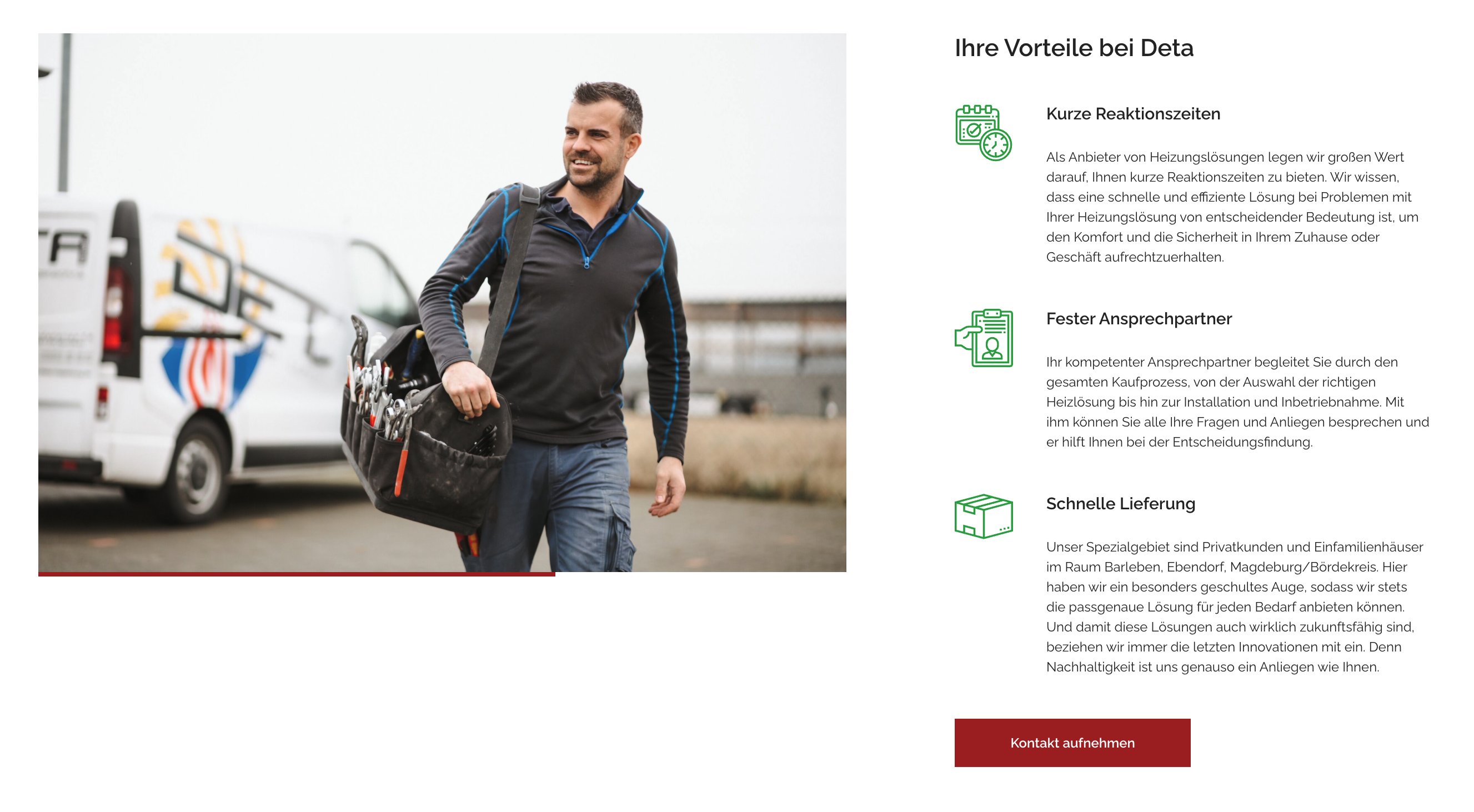 Ausschnitt 3 von 4 der Website von DETA Haustec GmbH, Landkreis Börde