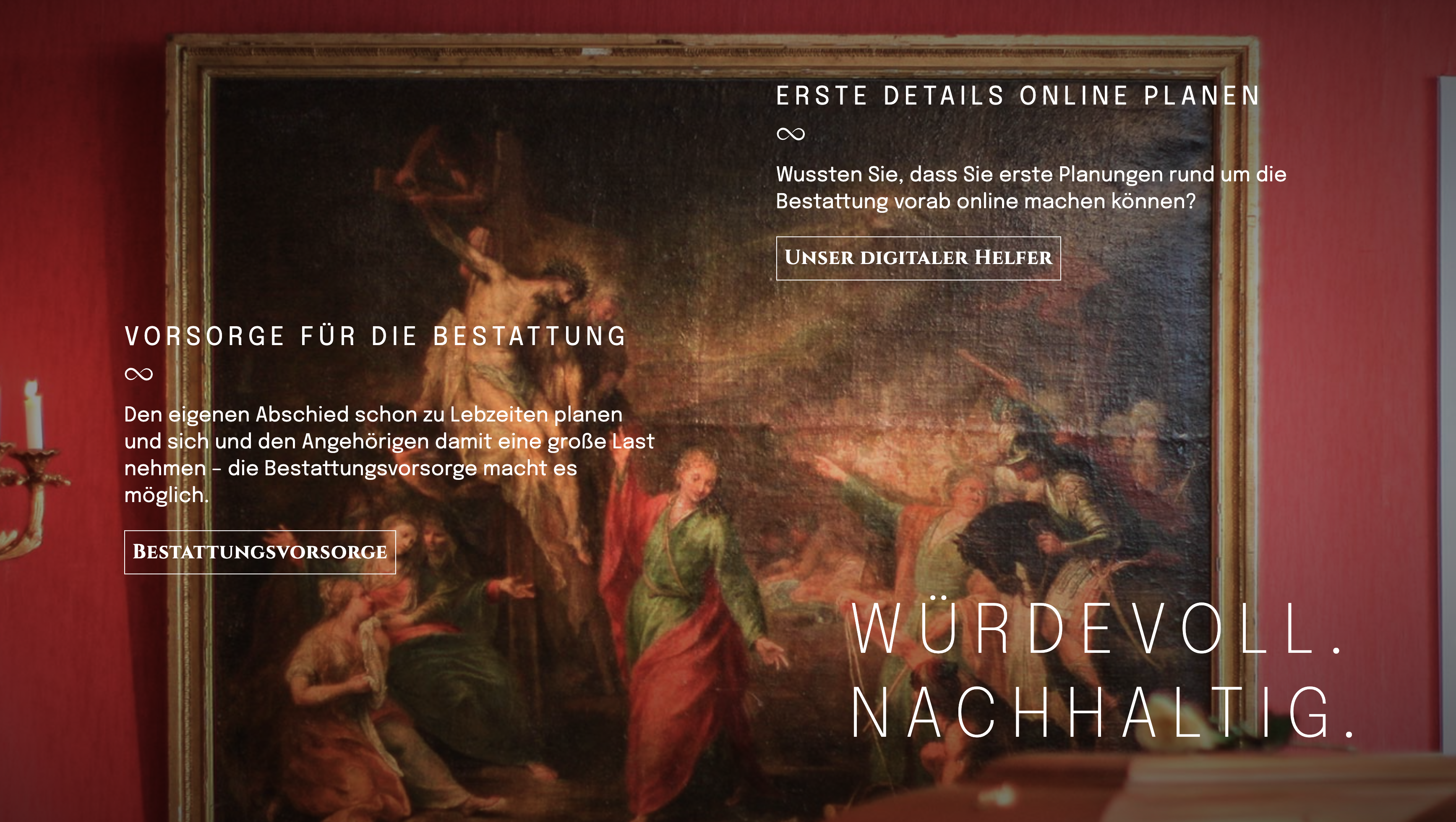 Ausschnitt 1 von 4 der Website von Müller Bestattungen GmbH, Freiburg im Breisgau