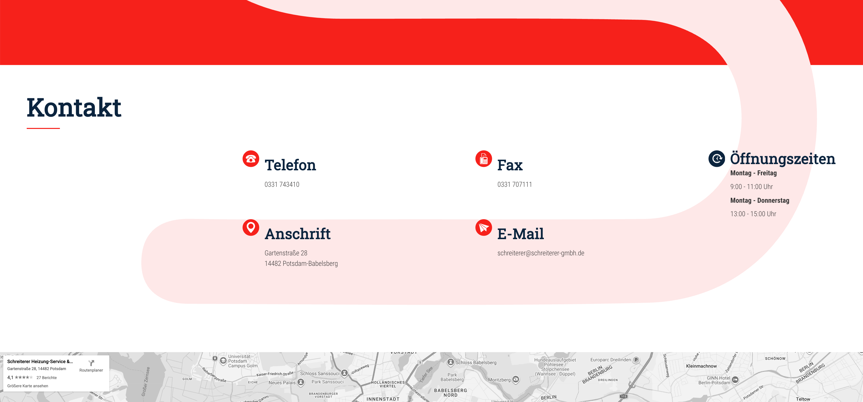 Ausschnitt 1 von 4 der Website von Schreiterer Heizungs-Service und Sanitär GmbH, Potsdam