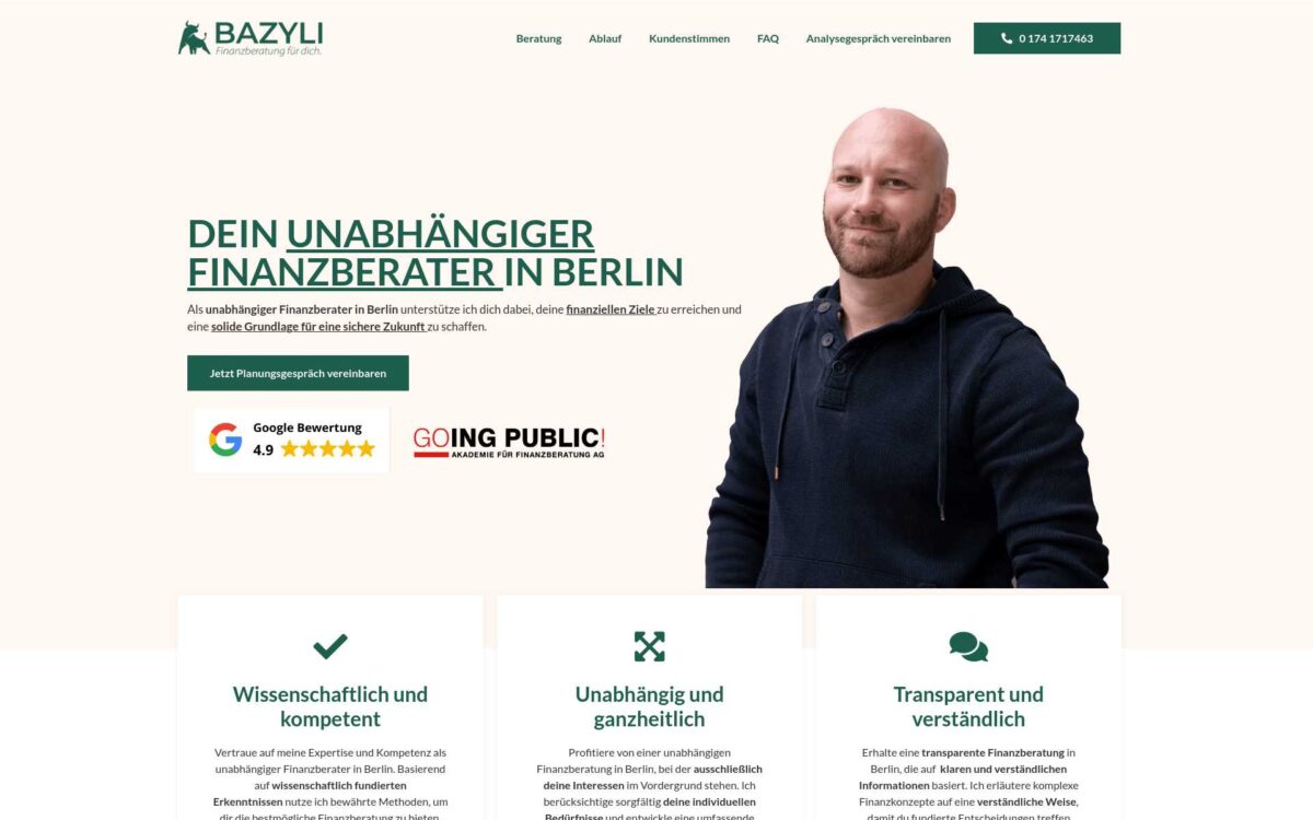 Screenshot der Website