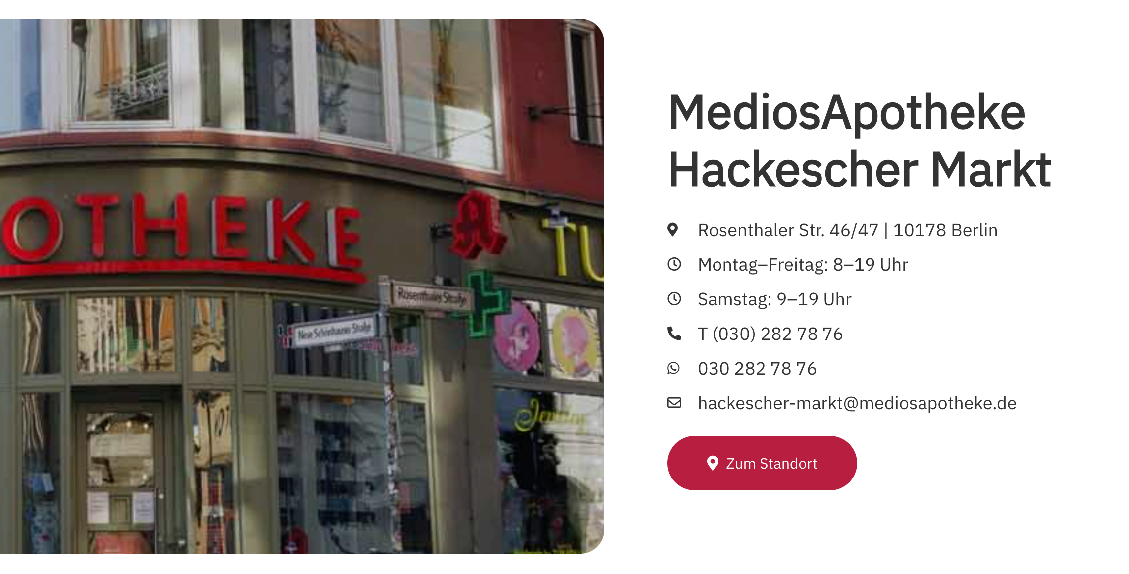 Ausschnitt 4 von 4 der Website von MediosApotheke Anike Olesik e. Kfr., Berlin