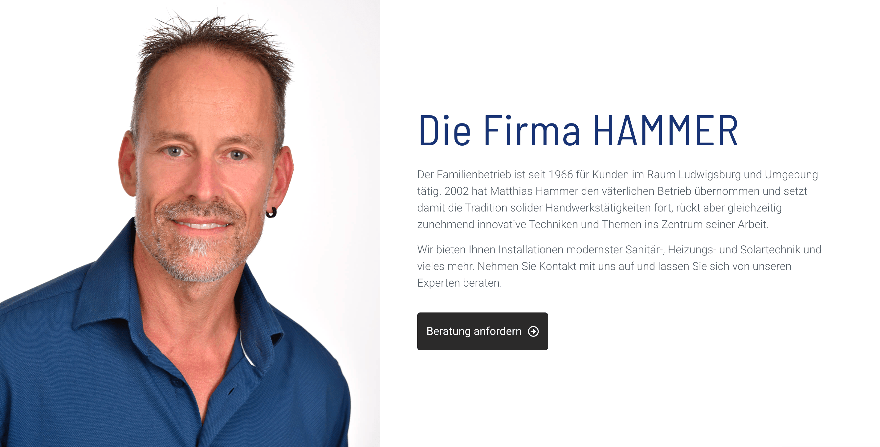 Ausschnitt 3 von 4 der Website von Matthias Hammer Heizung e. K., Stuttgart