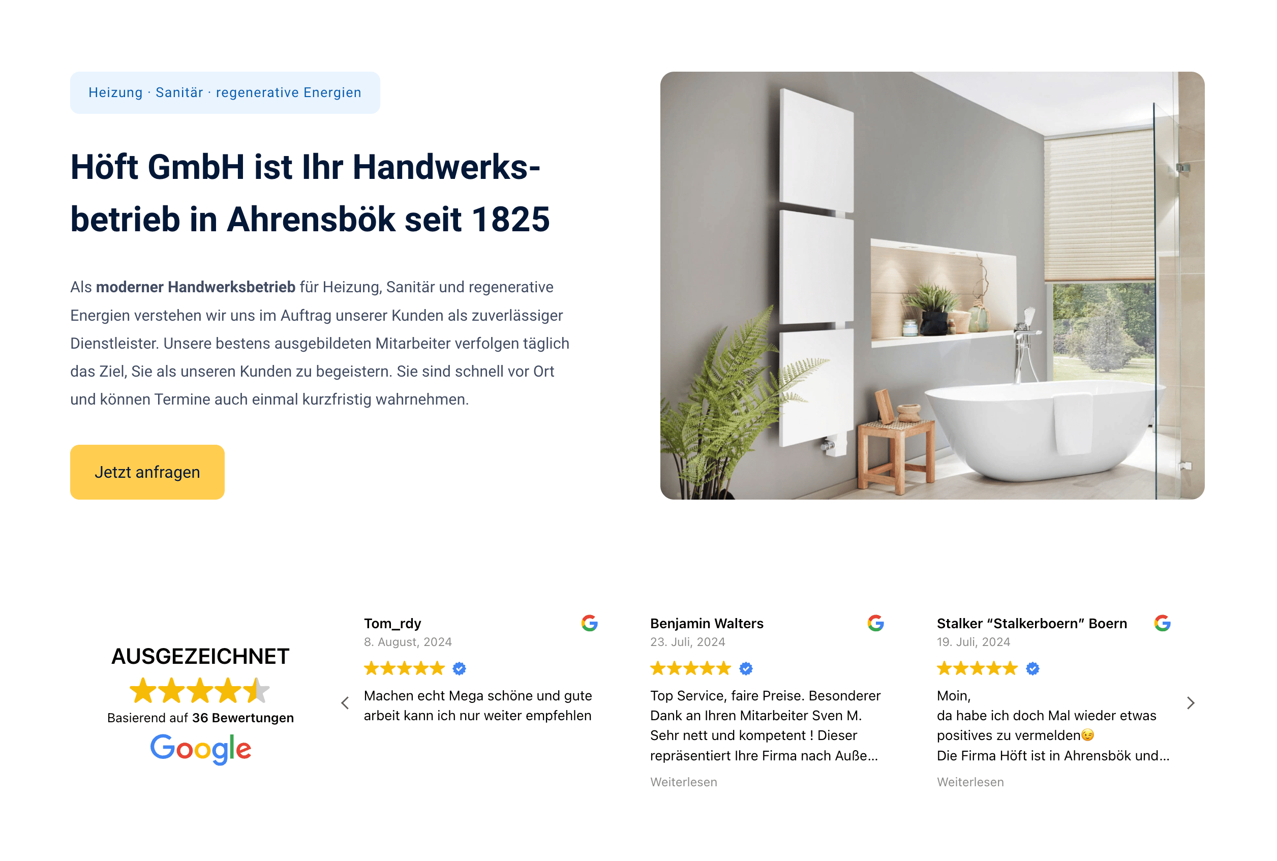 Ausschnitt 1 von 4 der Website von Höft GmbH, Kreis Ostholstein