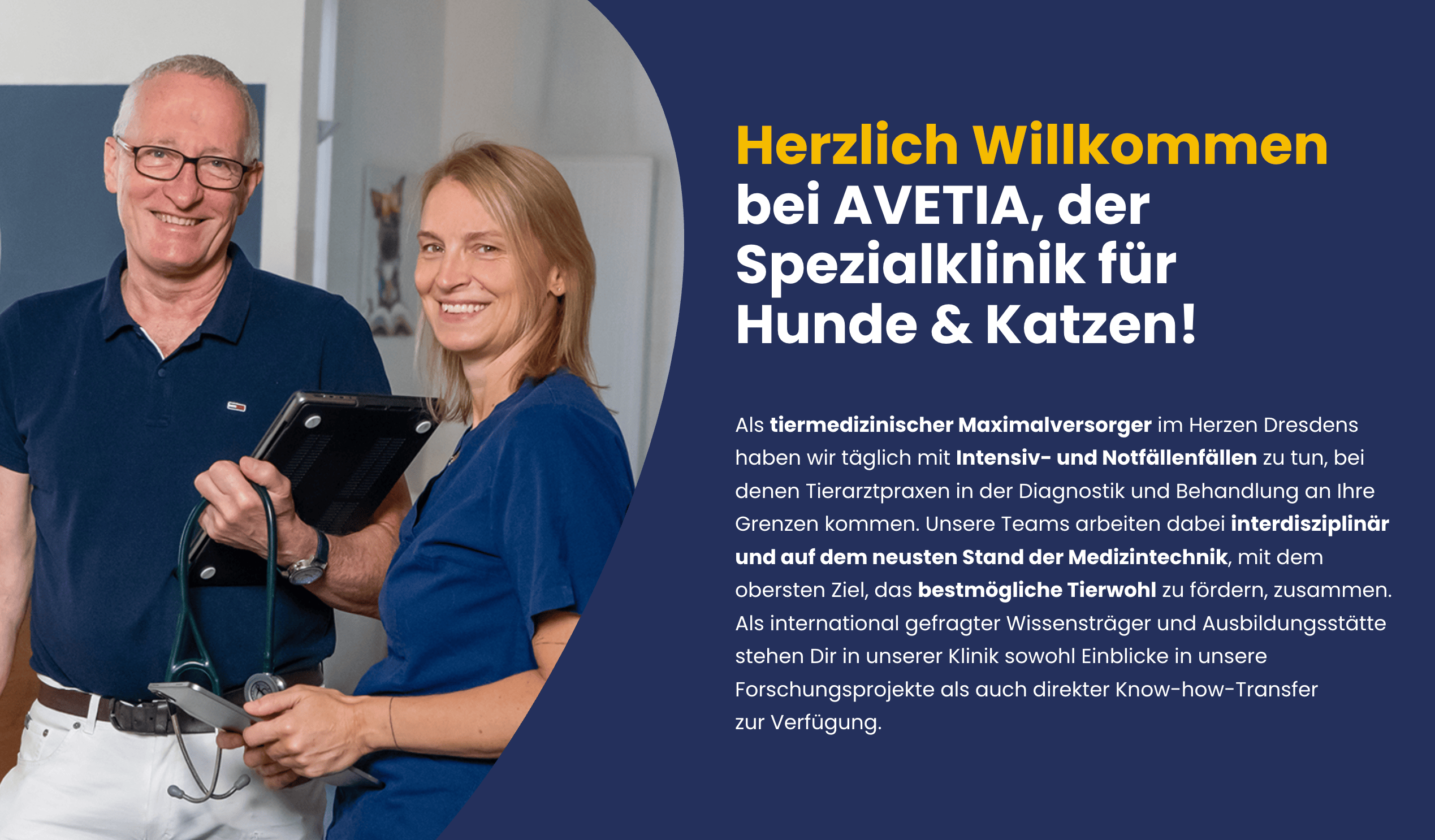 Ausschnitt 1 von 4 der Website von AVETIA – Spezialklinik für Hunde & Katzen, Dresden