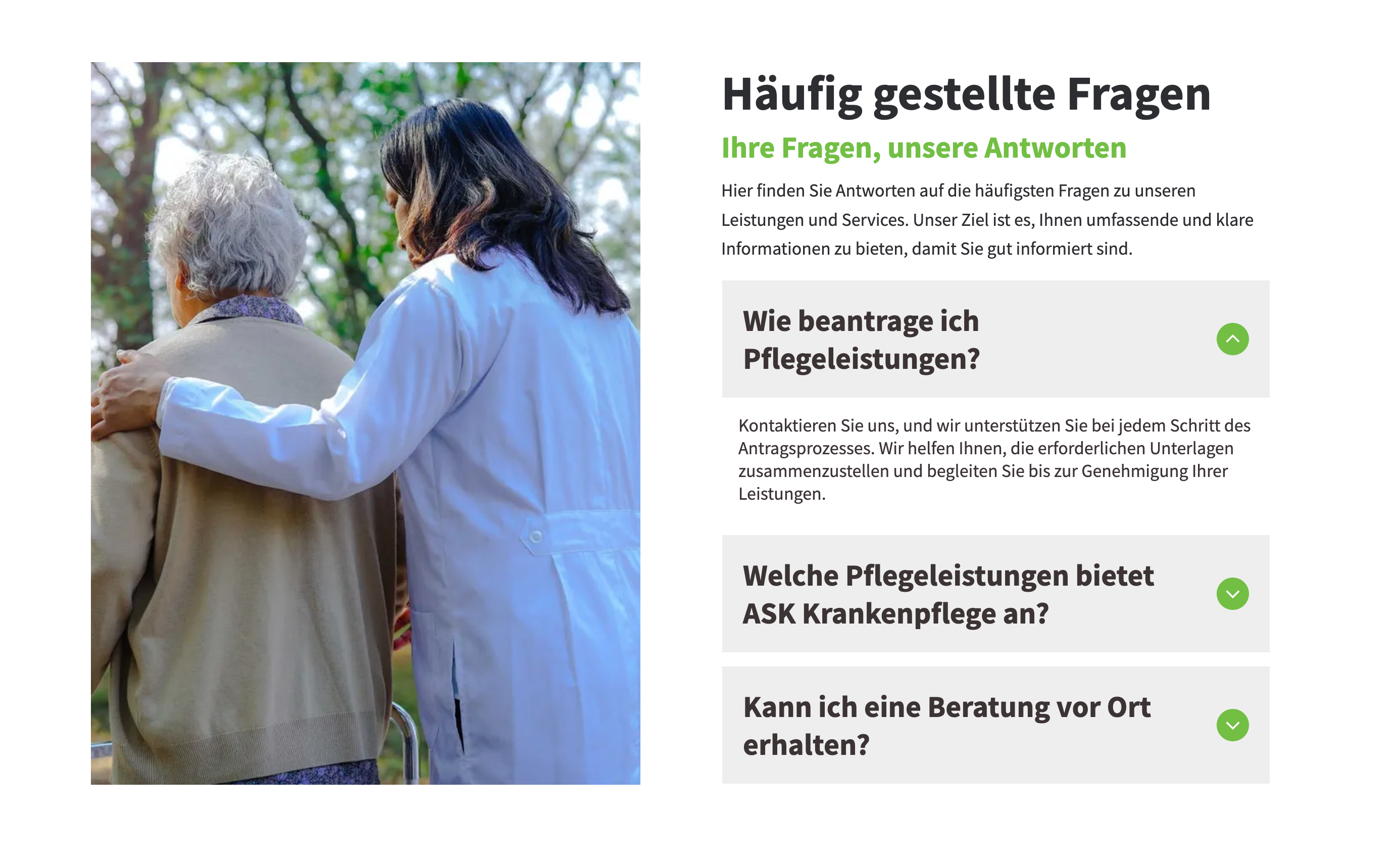 Ausschnitt 4 von 4 der Website von ASK Ambulanter Service für Krankenpflege GmbH, Hannover