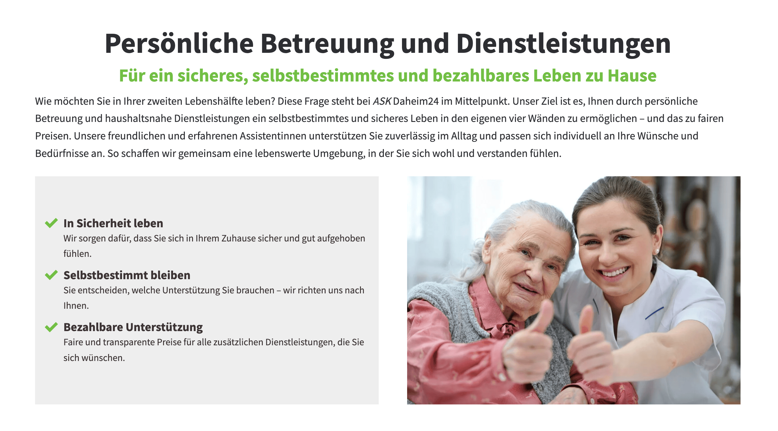 Ausschnitt 3 von 4 der Website von ASK Ambulanter Service für Krankenpflege GmbH, Hannover