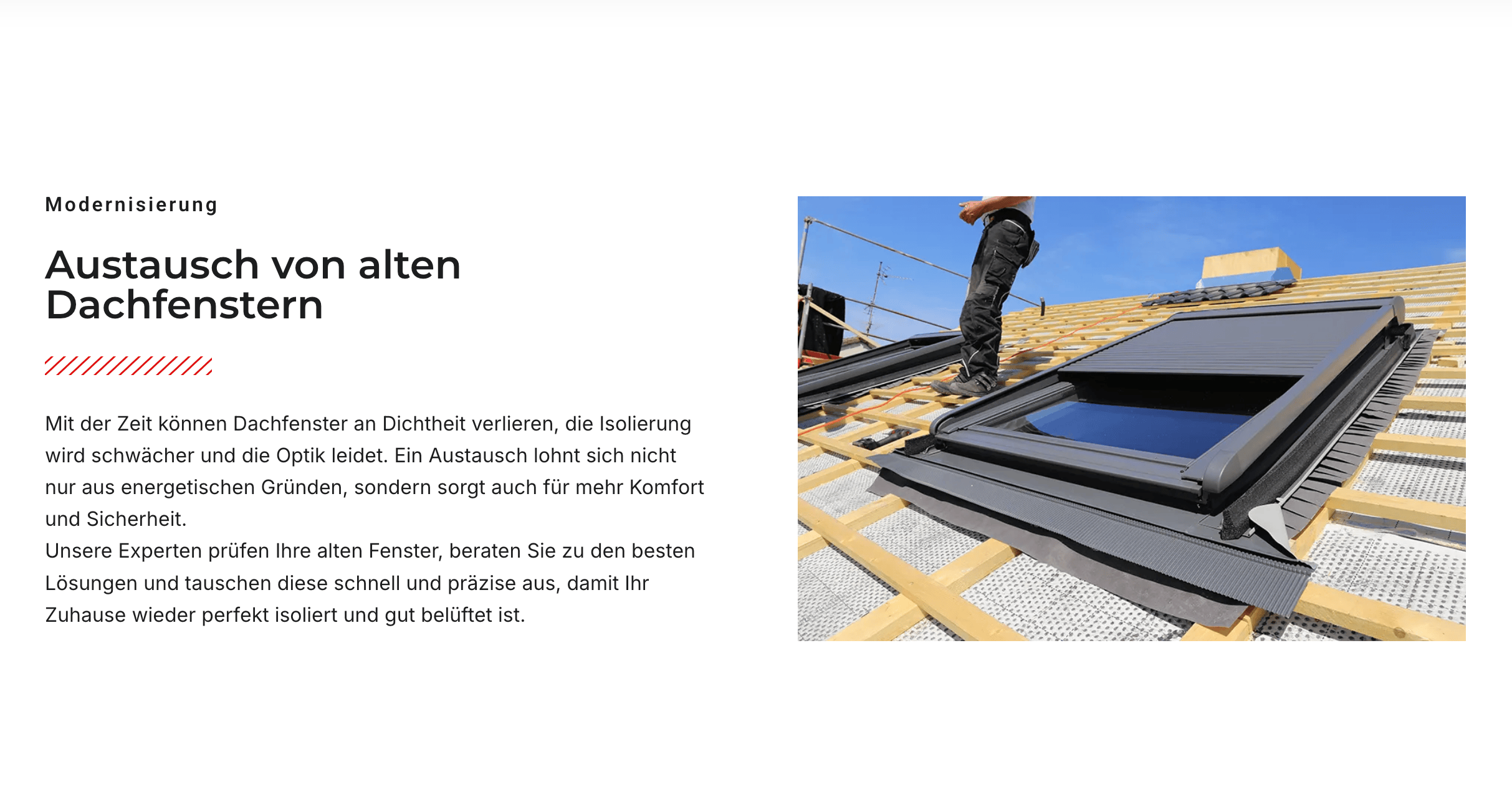 Ausschnitt 2 von 4 der Website von Roland Köhler Dachdecker GmbH, Erfurt