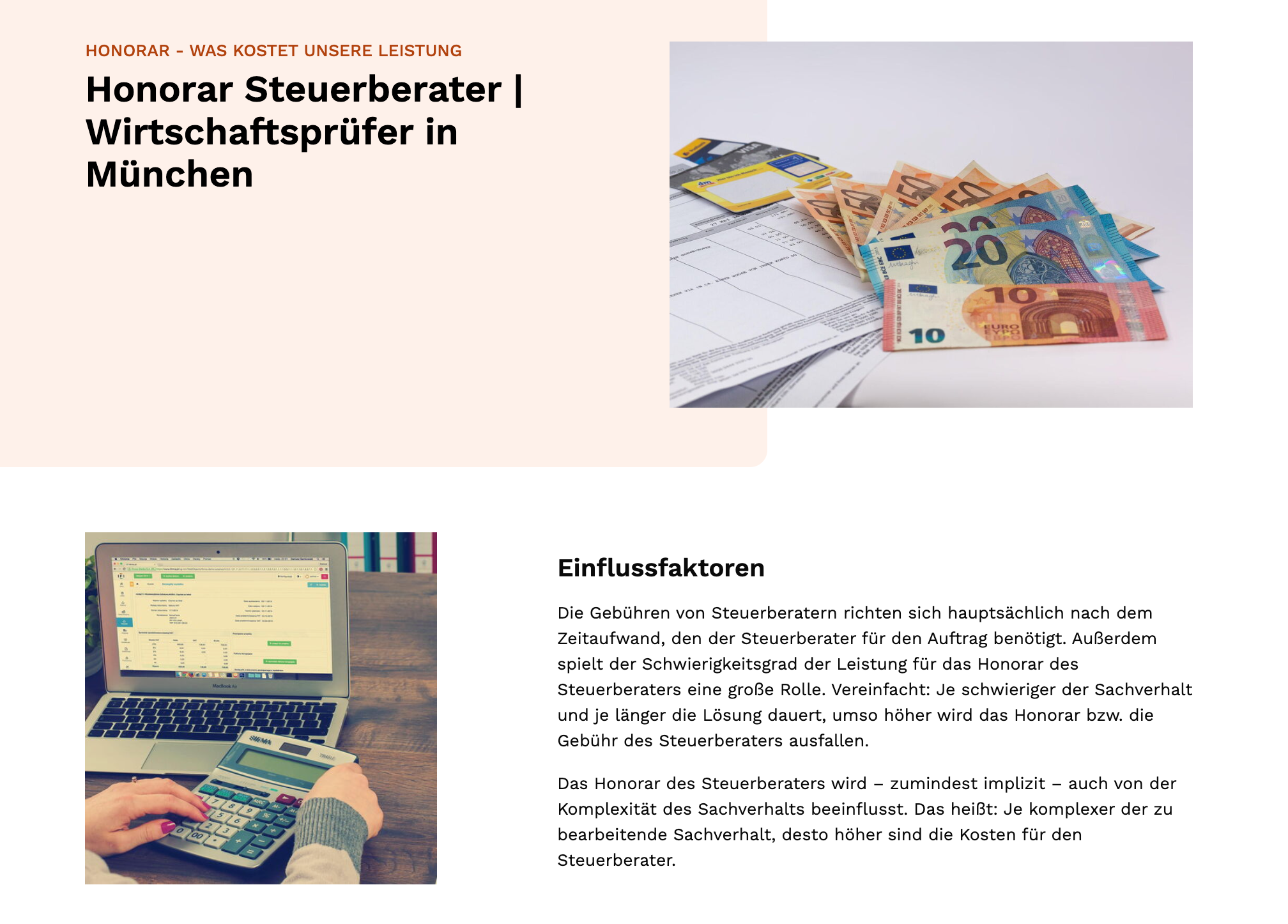Ausschnitt 2 von 4 der Website von STREIT & Albert PartG mbB Steuerberatungsgesellschaft, München