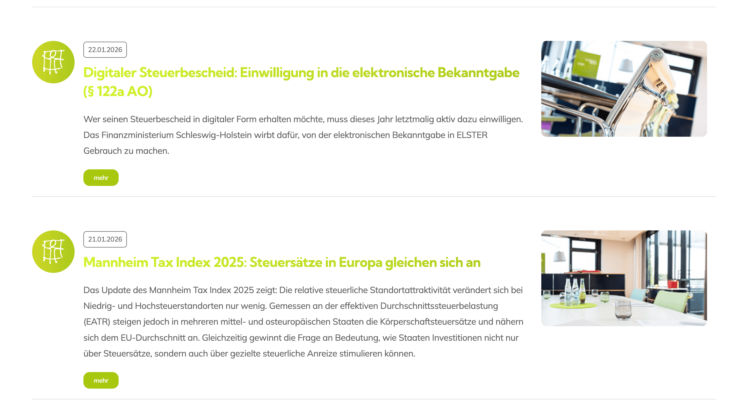 Ausschnitt 2 von 4 der Website von Oliver Bletgen Steuerberater, Hannover