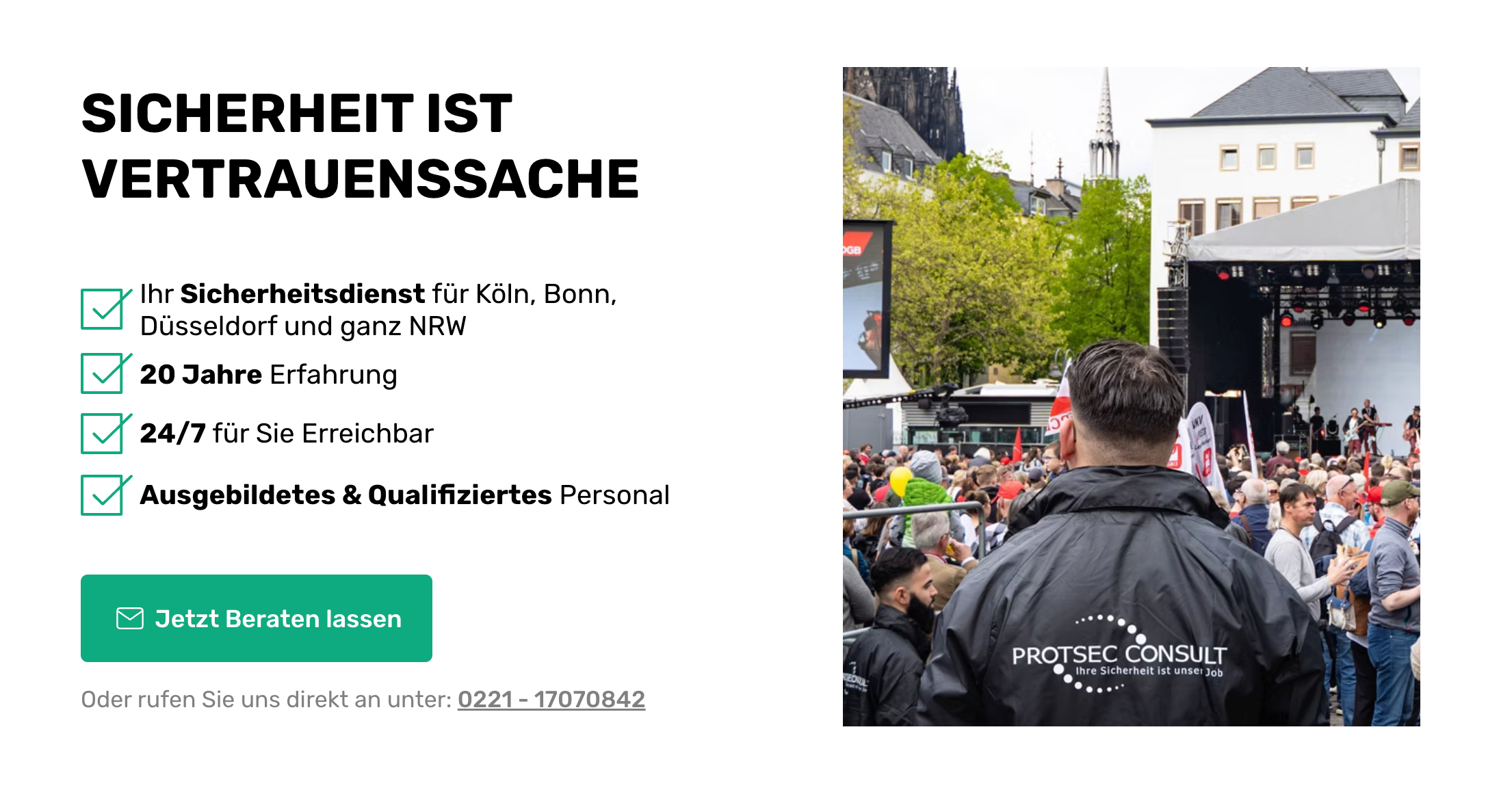 Ausschnitt 1 von 4 der Website von Protsec Consult, Köln