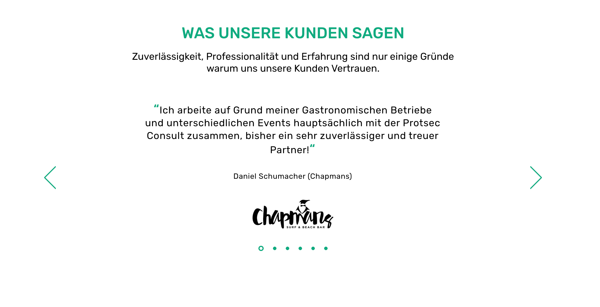 Ausschnitt 2 von 4 der Website von Protsec Consult, Köln