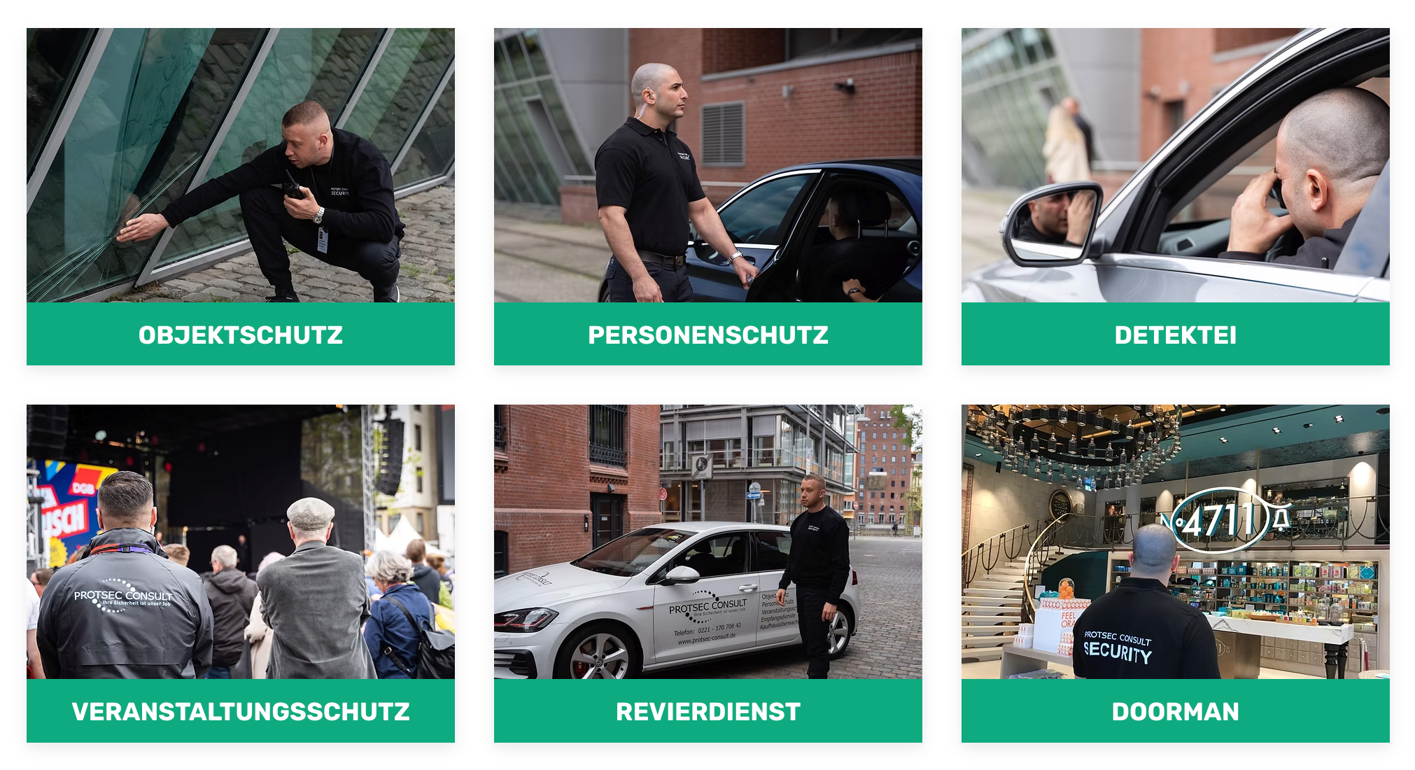Ausschnitt 3 von 4 der Website von Protsec Consult, Köln