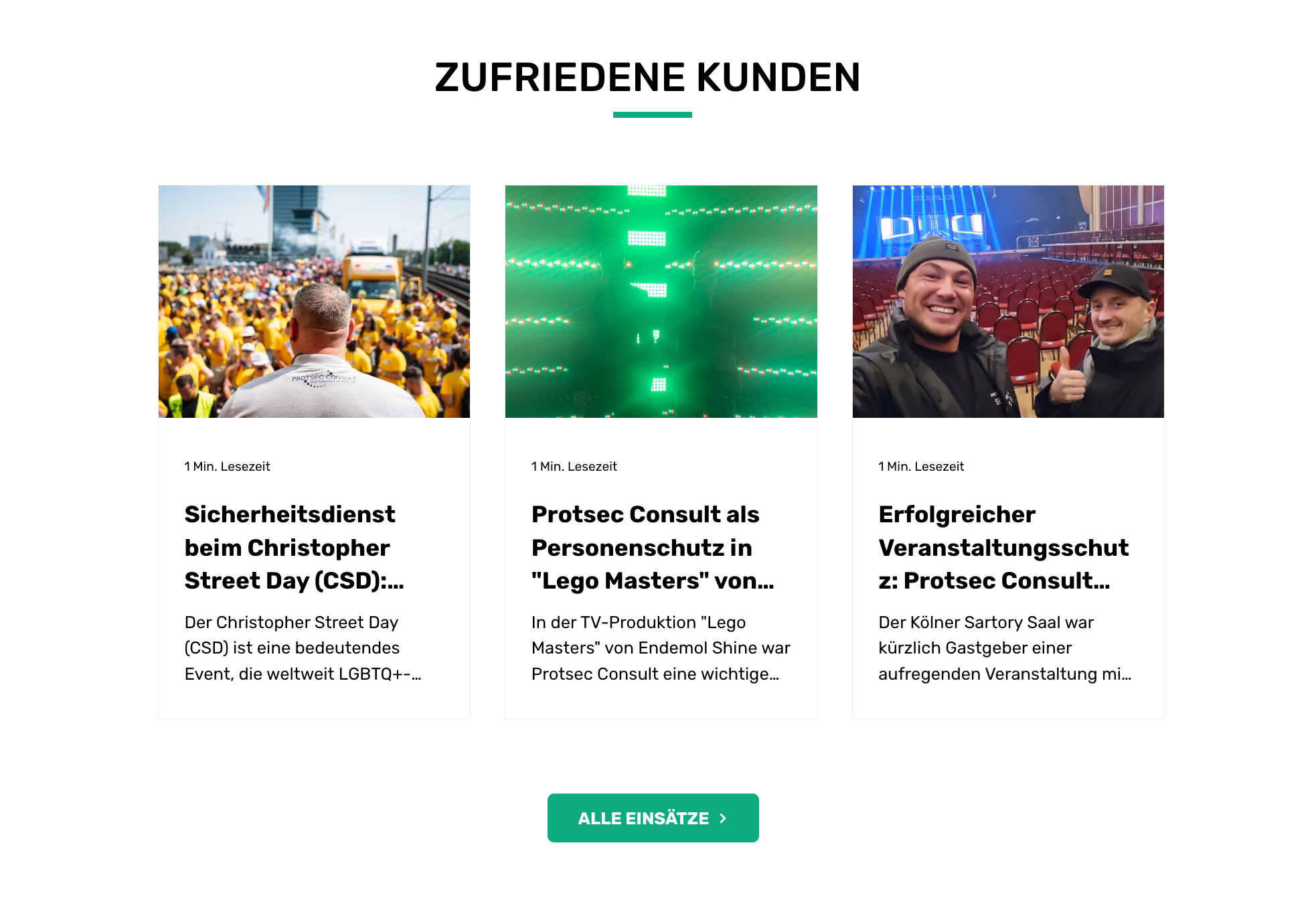 Ausschnitt 4 von 4 der Website von Protsec Consult, Köln