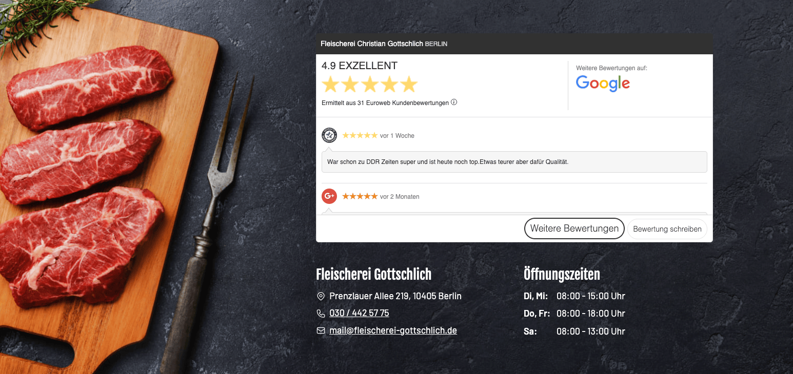 Ausschnitt 3 von 4 der Website von Fleischerei Christian Gottschlich, Berlin