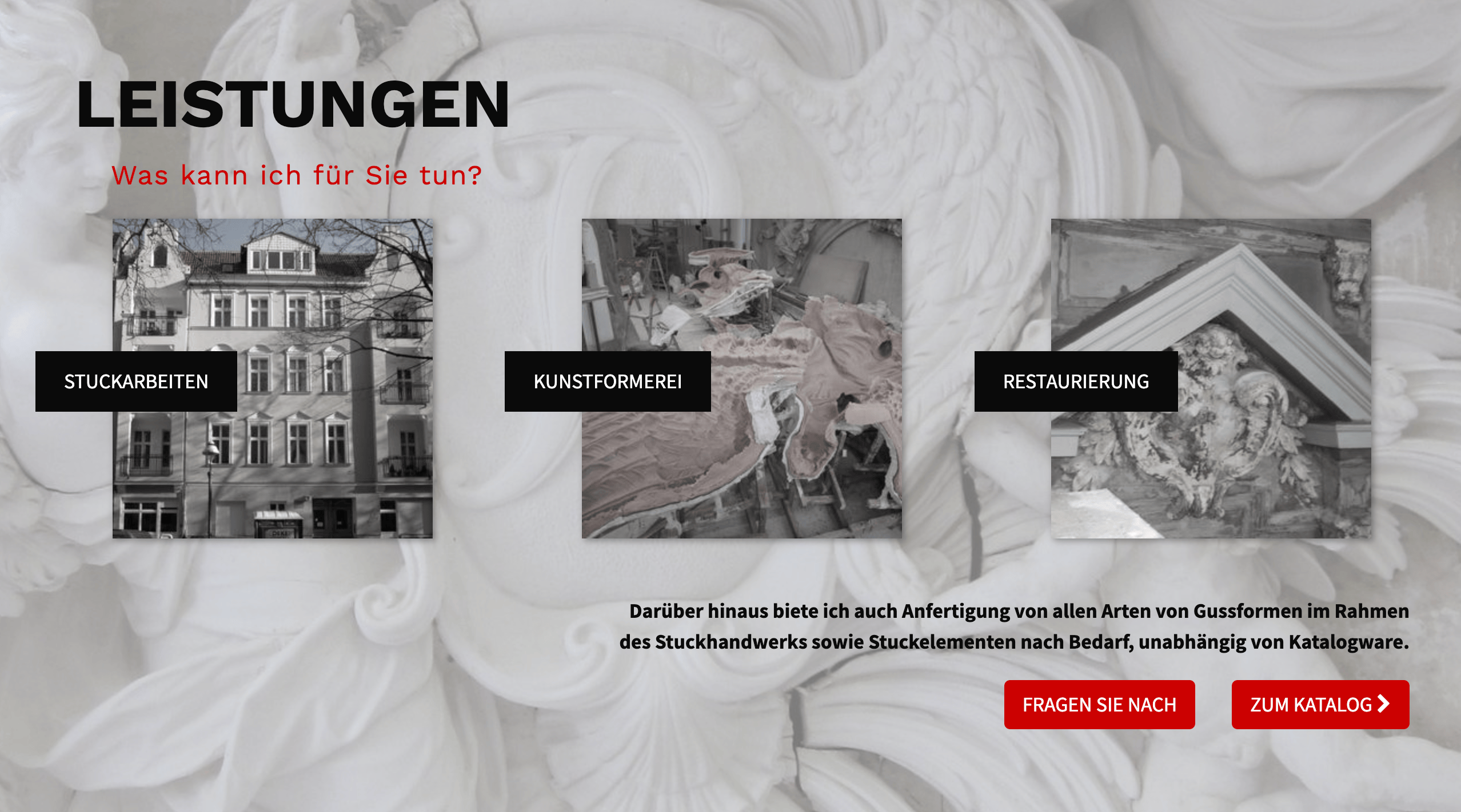 Ausschnitt 2 von 4 der Website von Jürgen Liebe Stuckateur, Berlin
