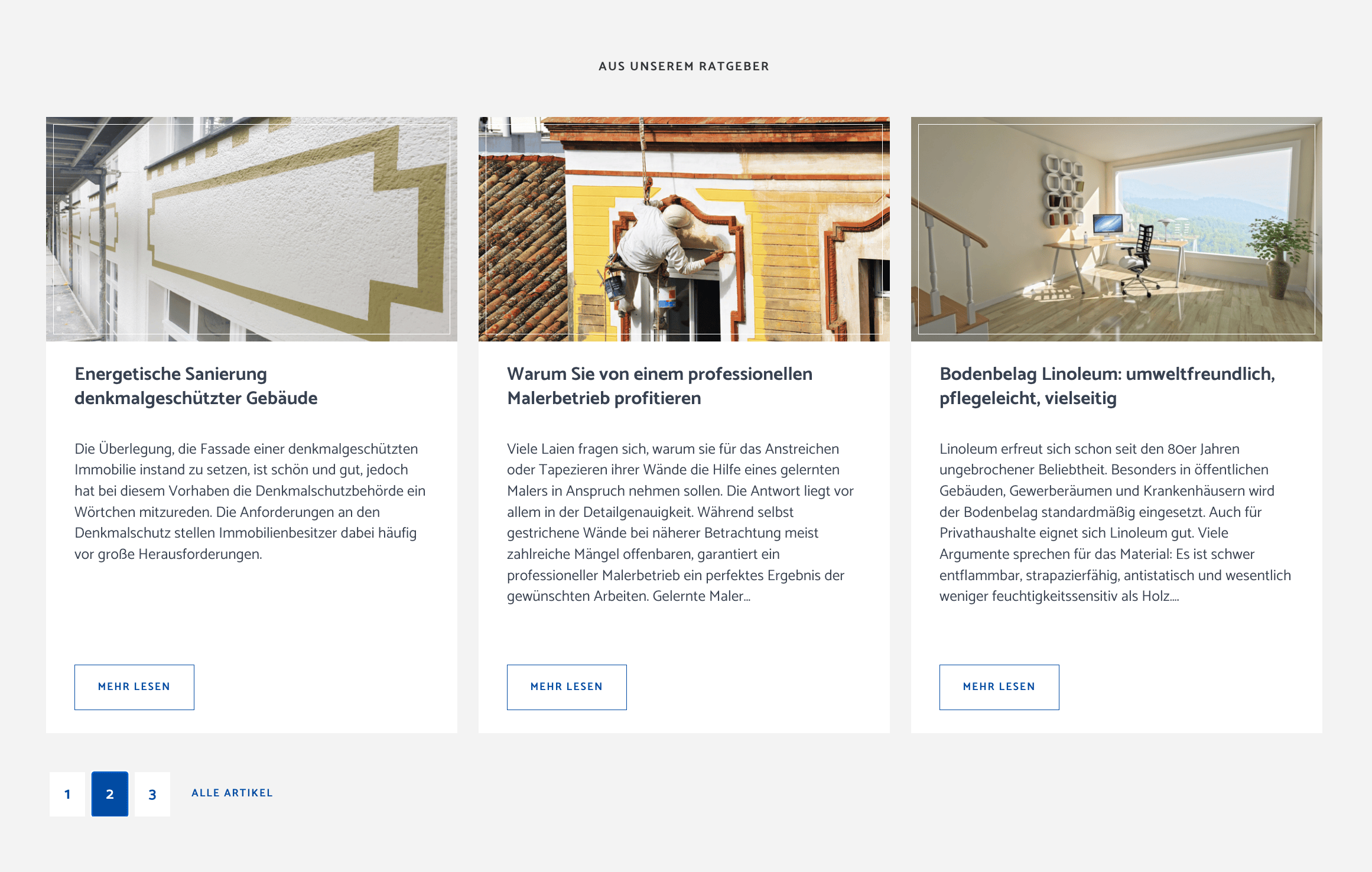 Ausschnitt 2 von 4 der Website von Malterbeit Kluge GmbH, Berlin