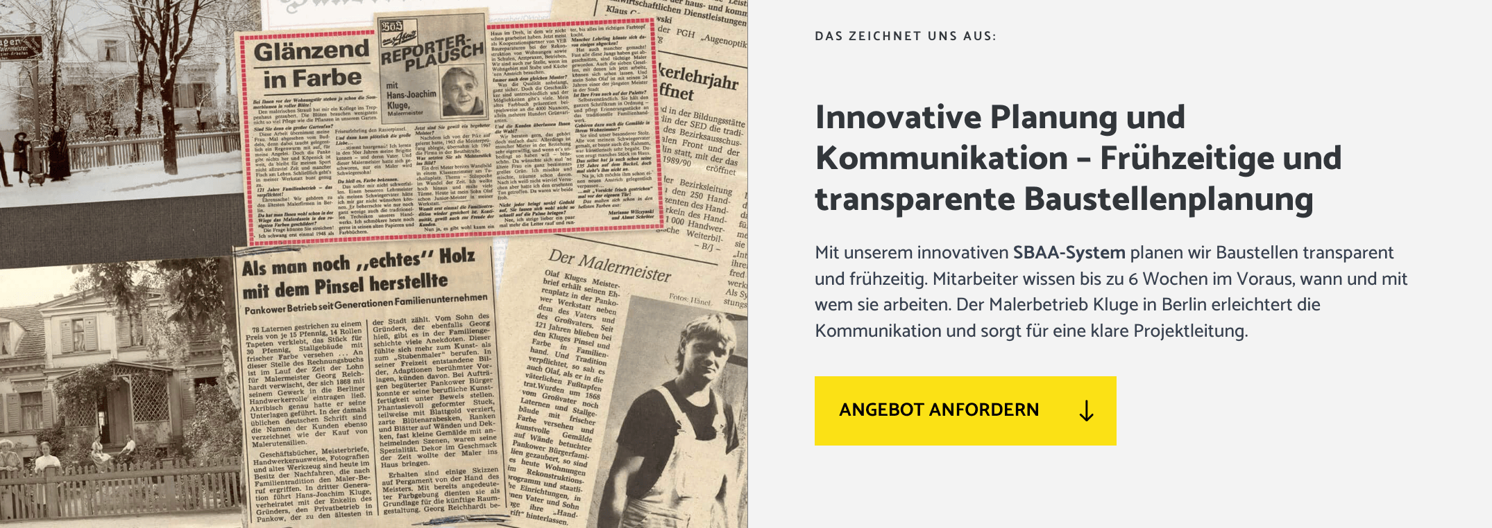 Ausschnitt 3 von 4 der Website von Malterbeit Kluge GmbH, Berlin