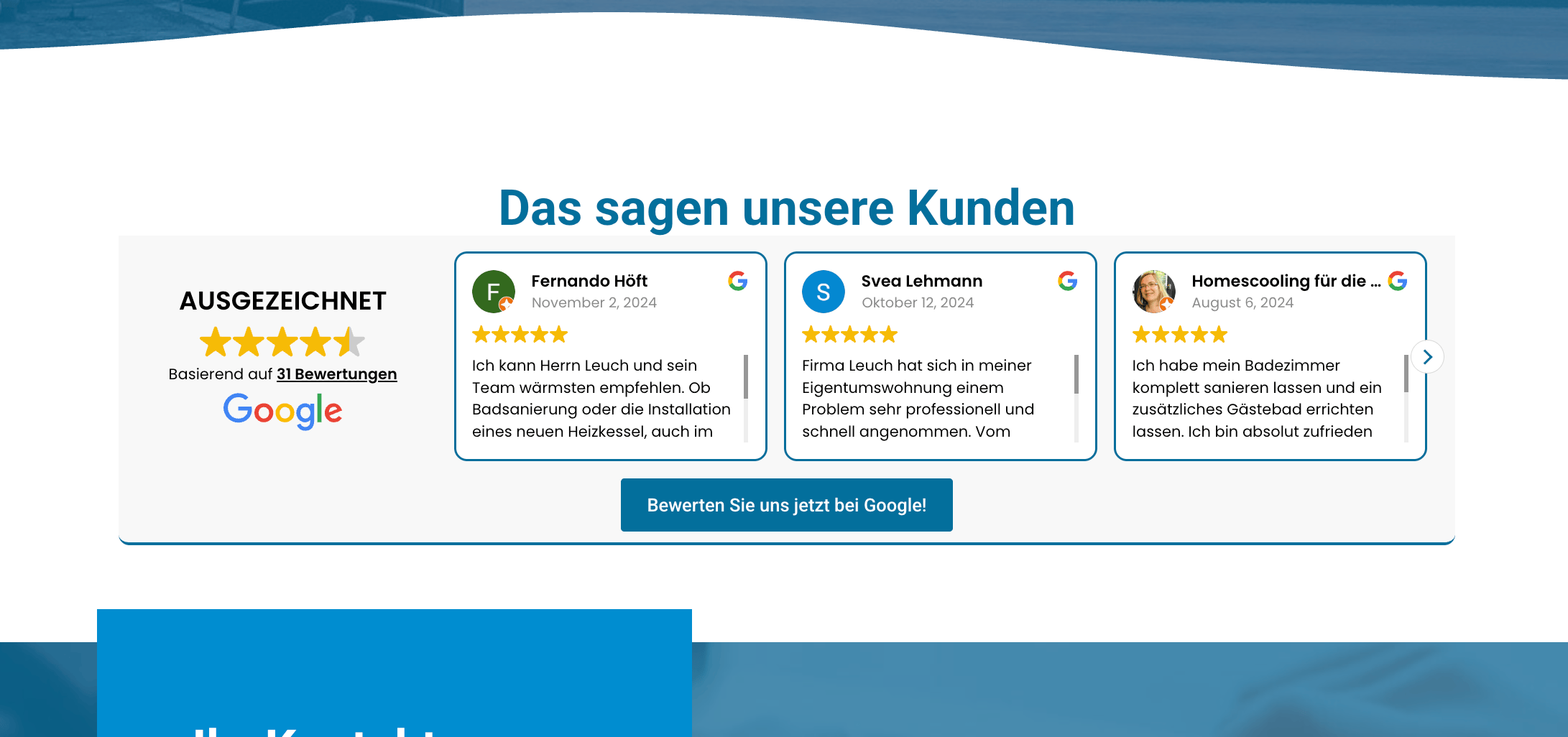 Ausschnitt 4 von 4 der Website von Leuch GmbH & Co. KG, Kiel