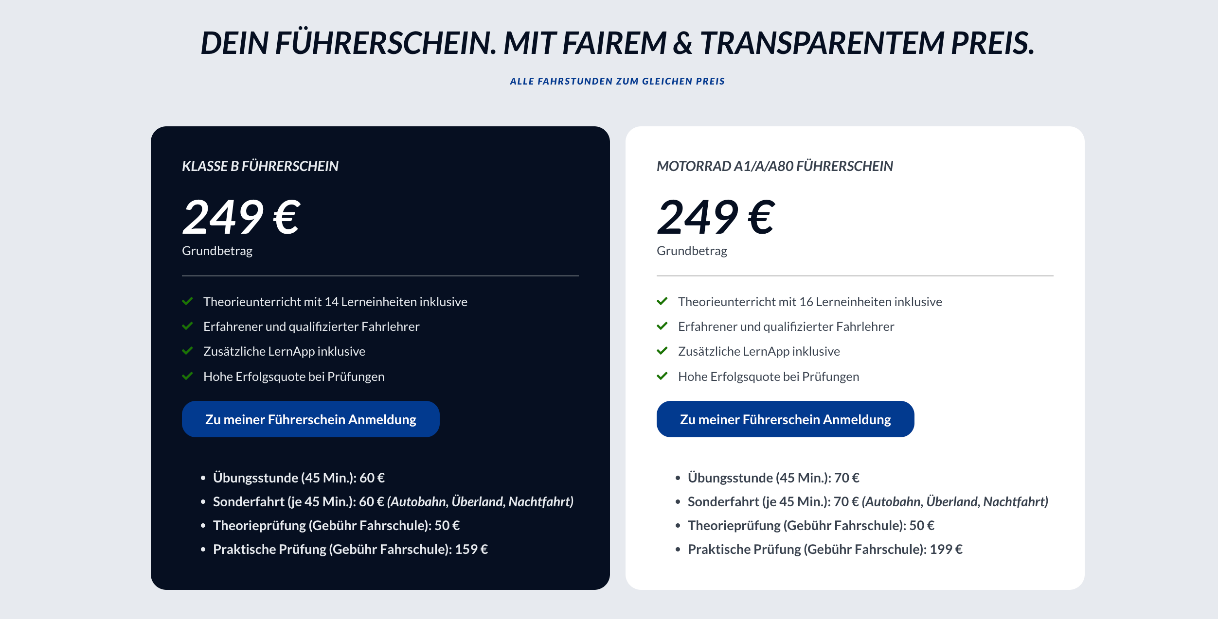 Ausschnitt 4 von 4 der Website von Blaue Weisse Fahrschule UG, Gelsenkirchen