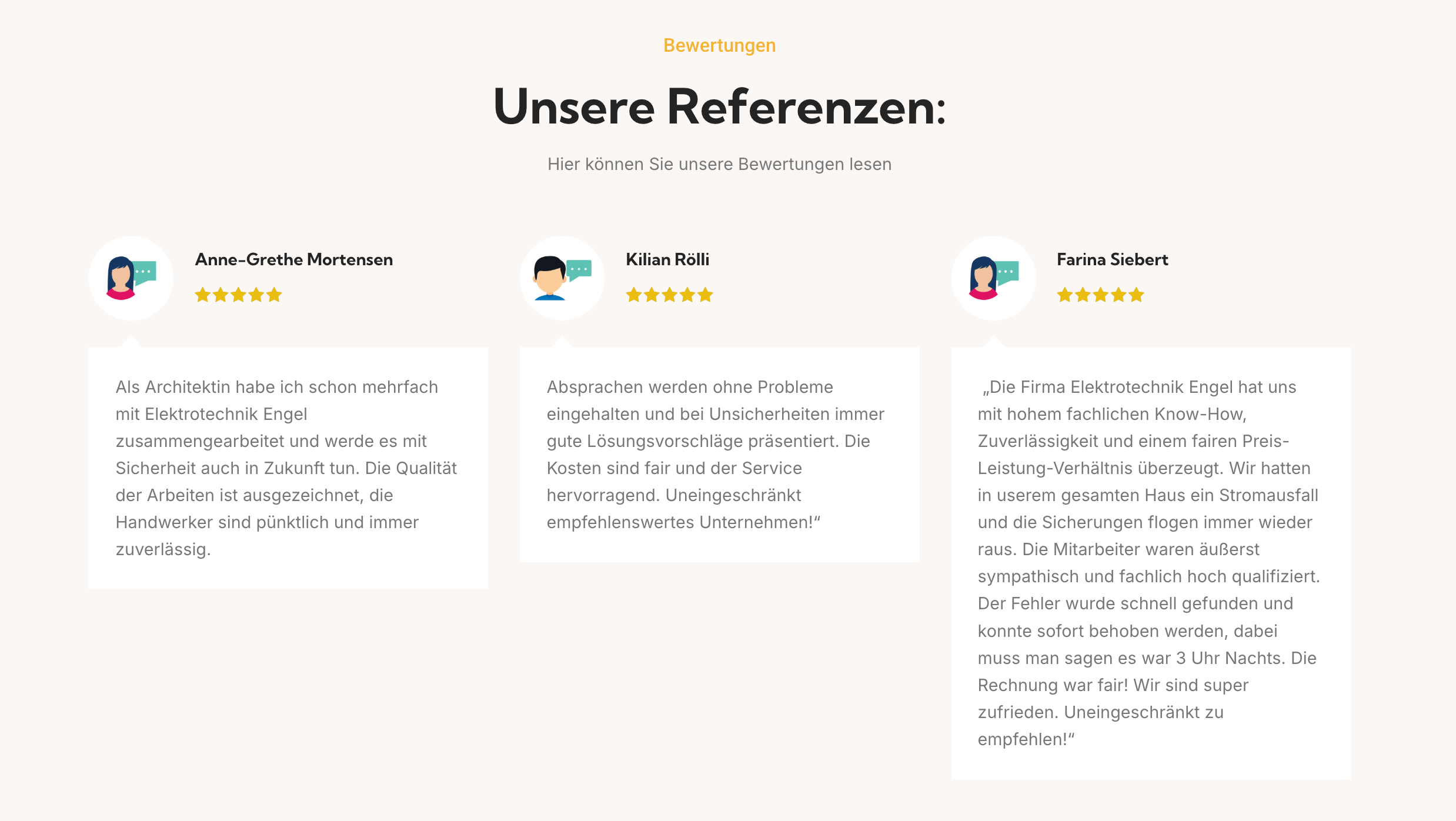 Ausschnitt 4 von 4 der Website von Elektrotechnik Engel, Mülheim an der Ruhr