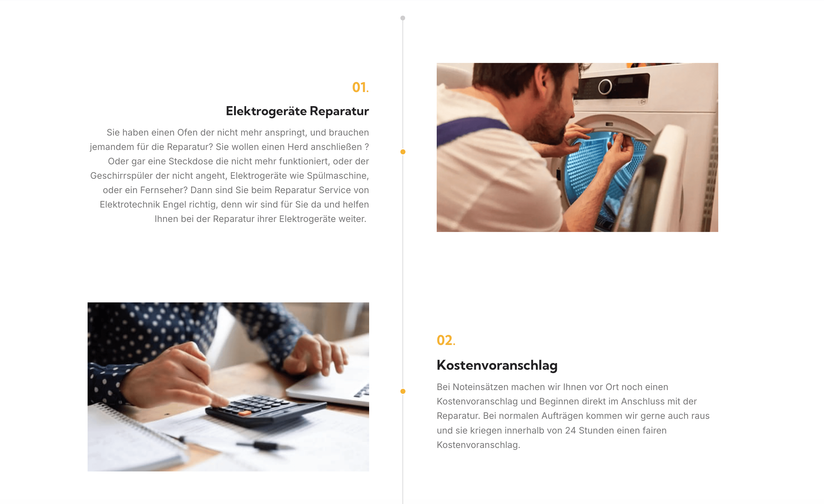 Ausschnitt 2 von 4 der Website von Elektrotechnik Engel, Mülheim an der Ruhr