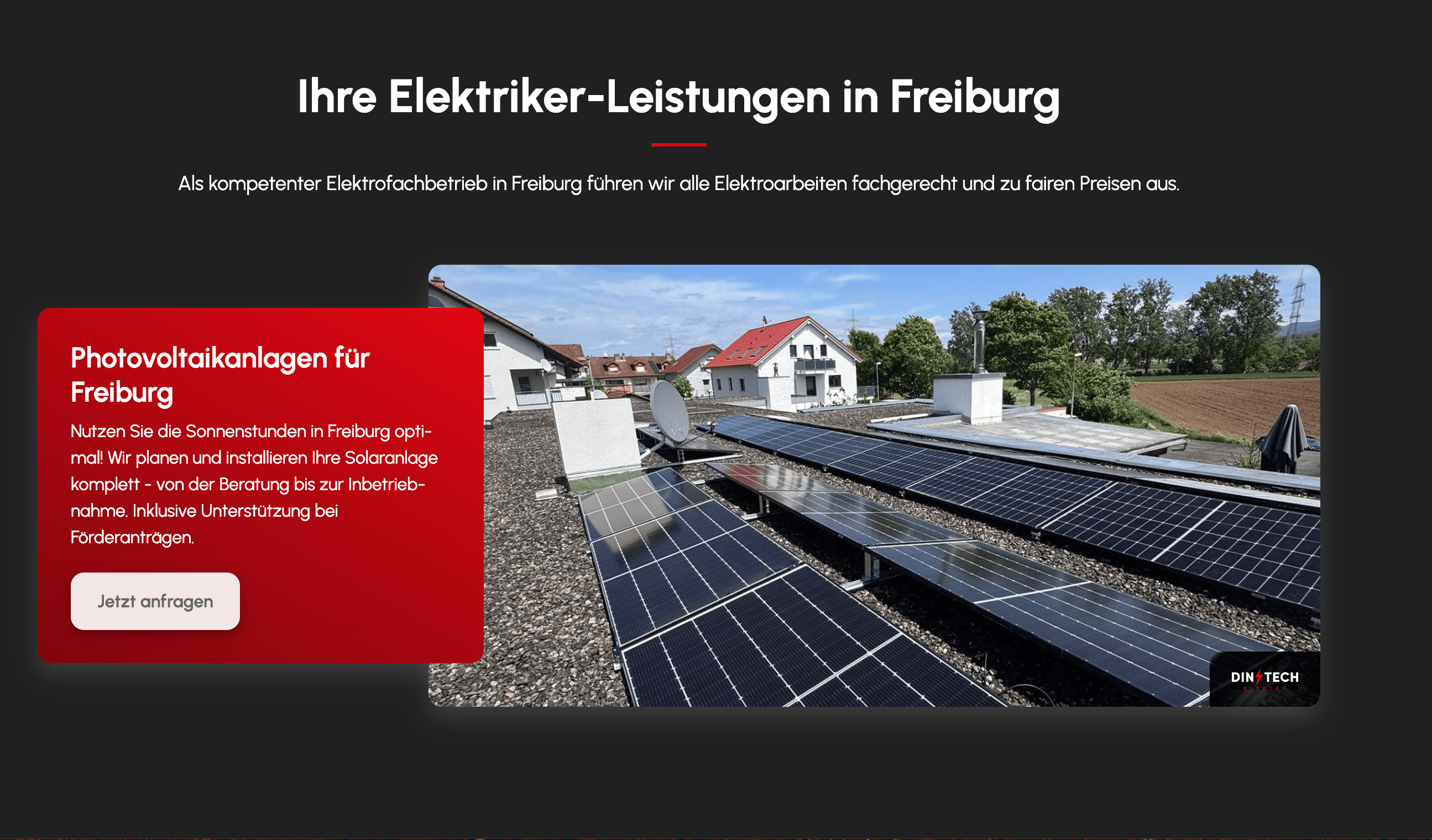 Ausschnitt 1 von 4 der Website von DIN TECH, Freiburg im Breisgau