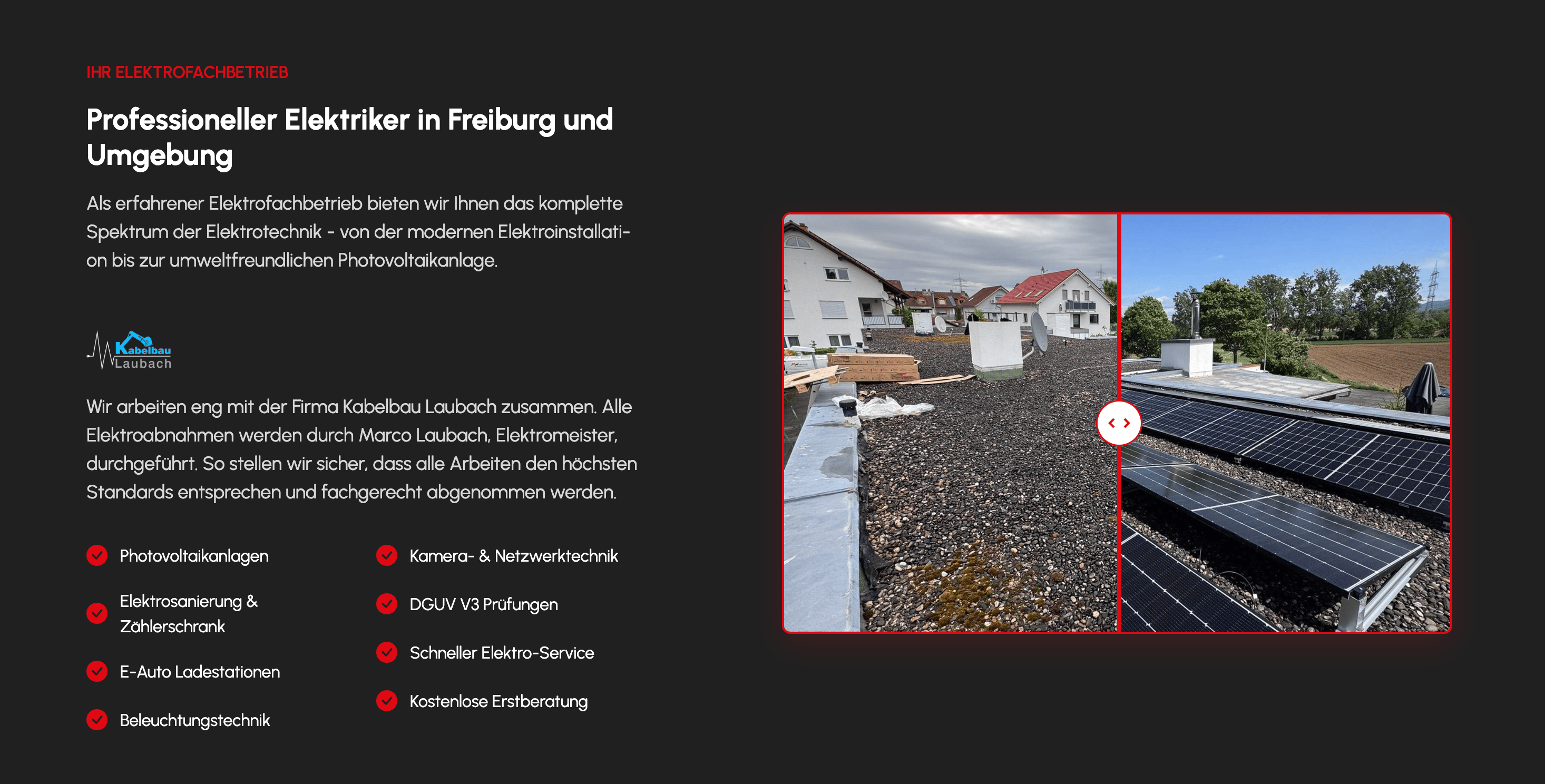 Ausschnitt 2 von 4 der Website von DIN TECH, Freiburg im Breisgau